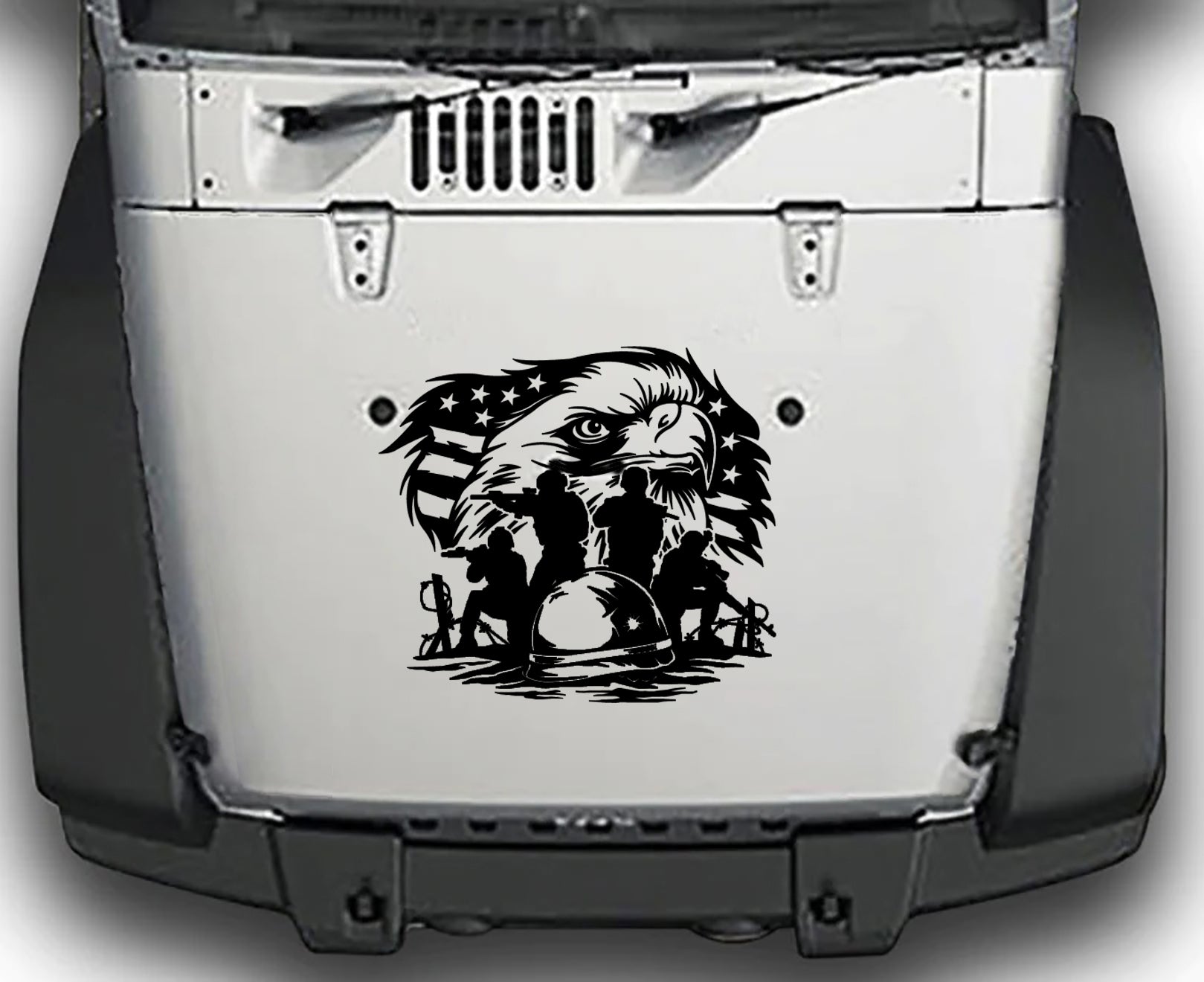 Jeep Wrangler JK Battlefield Soldiers Hood Decal : Vinyl Graphics Kit fits (2007-2018)