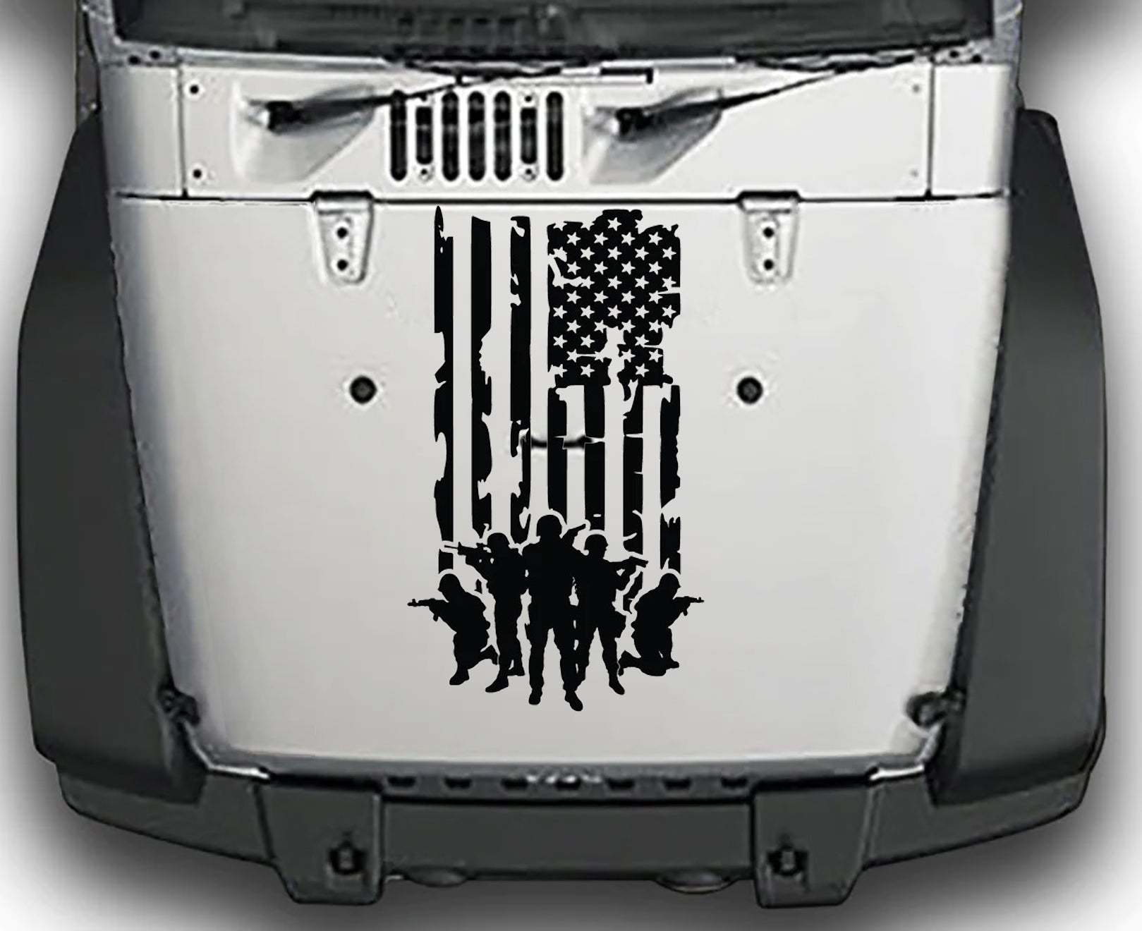 Jeep Wrangler JK Defend the Flag Hood Decal : Vinyl Graphics Kit fits