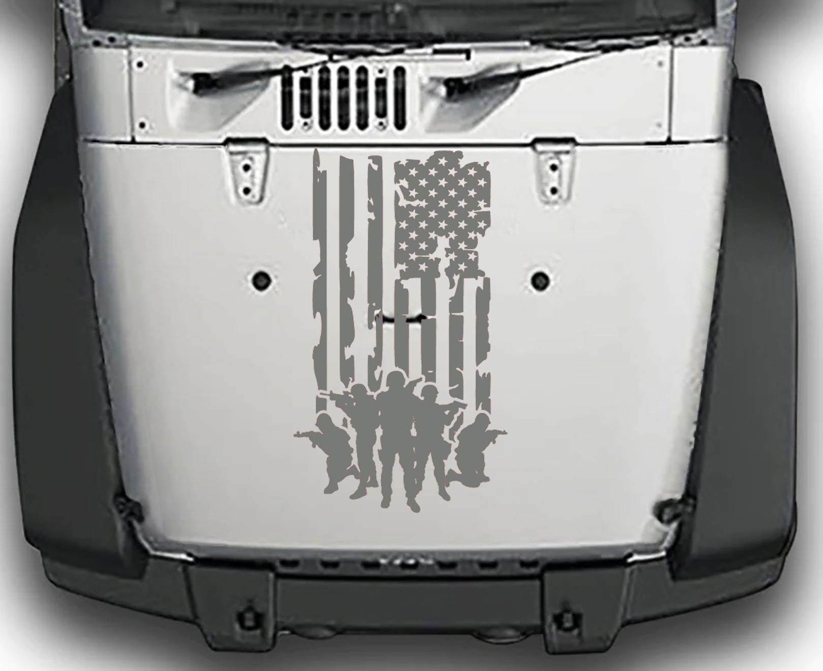 Jeep Wrangler JK Defend the Flag Hood Decal : Vinyl Graphics Kit fits (2007-2018)