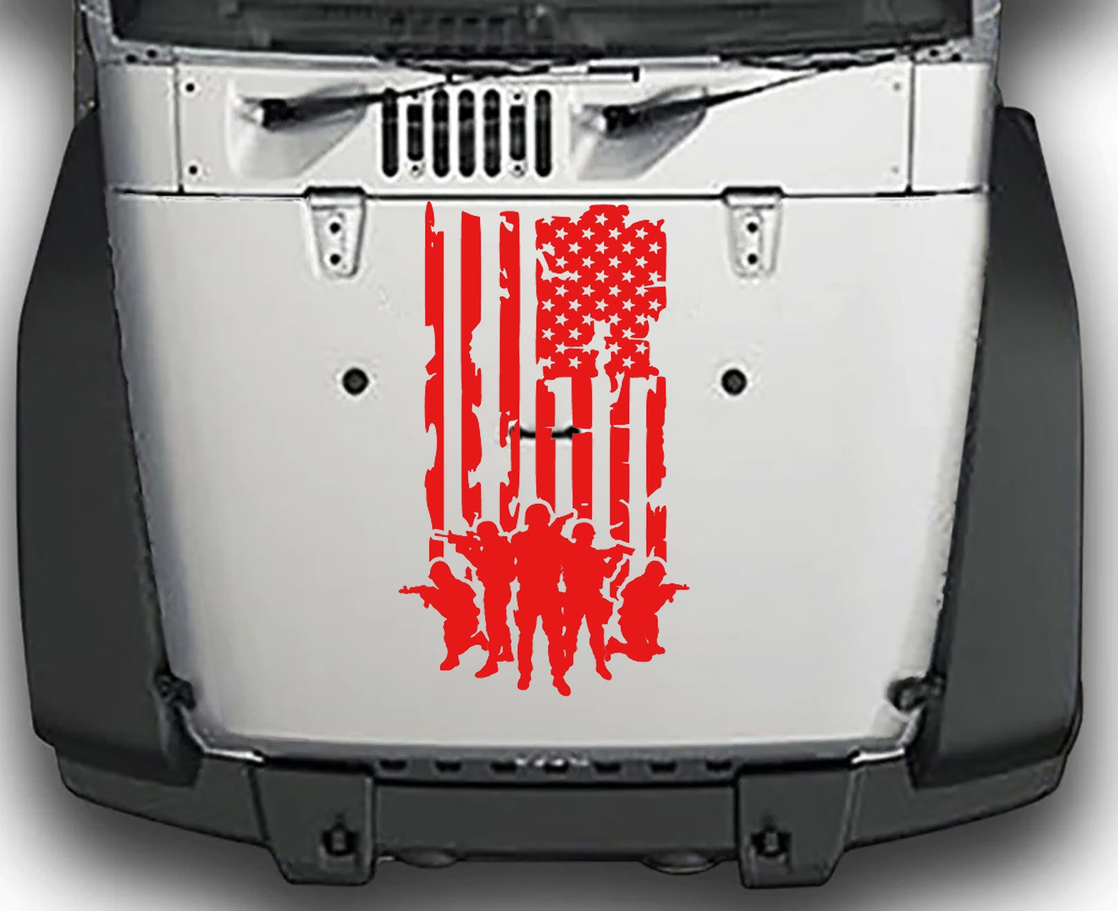 Jeep Wrangler JK Defend the Flag Hood Decal : Vinyl Graphics Kit fits (2007-2018)