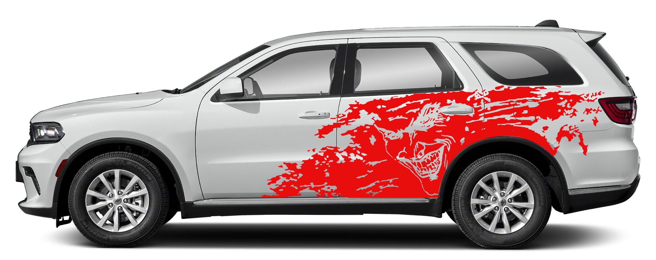 joker splash grunge side graphics for dodge durango 2021 to 2024 models red