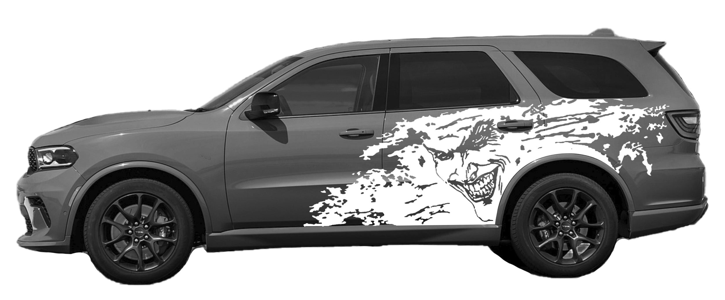 joker splash grunge side graphics for dodge durango 2021 to 2024 models white