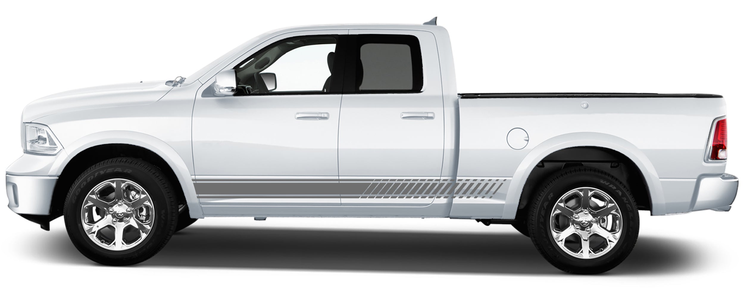 long rocker panel stripes for dodge ram 2008 to 2018 models gray