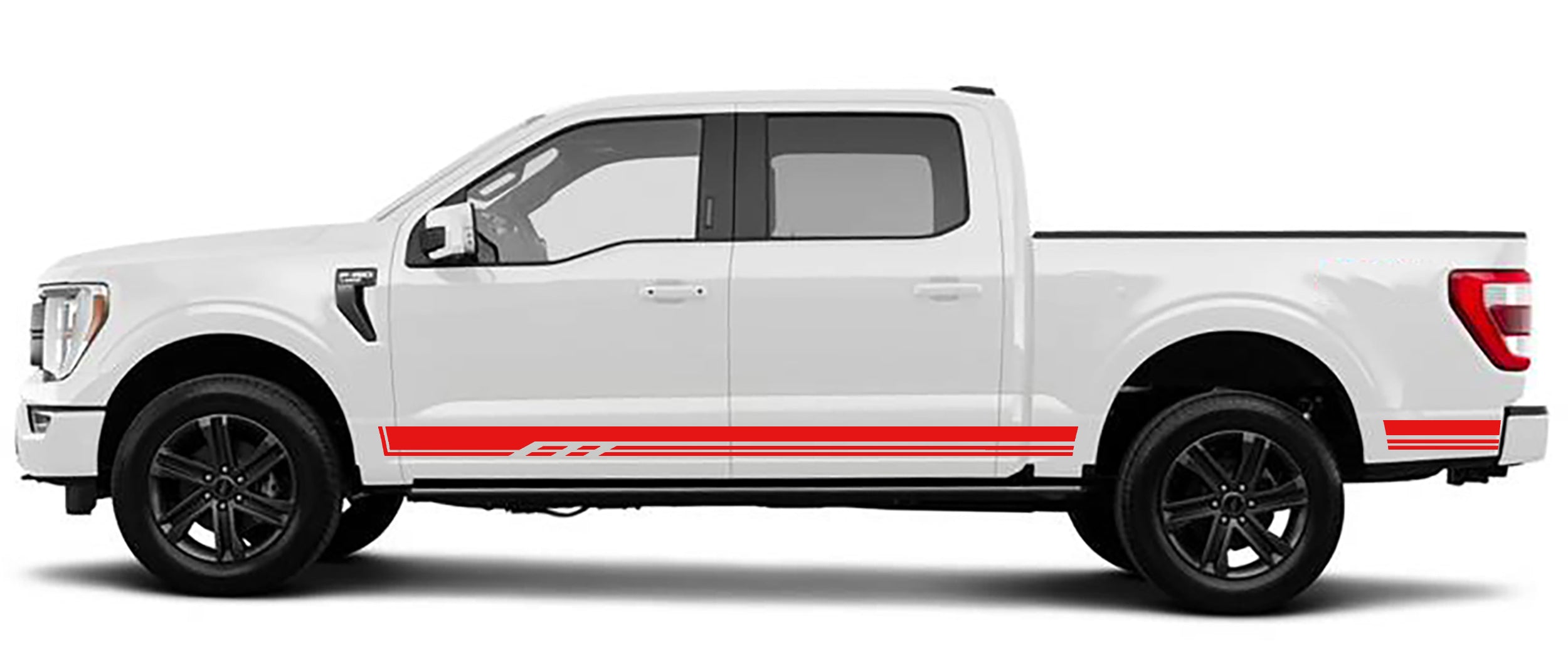 rocker panel stripes decals vinyl graphics for ford f 150 2021 to 2023 models red