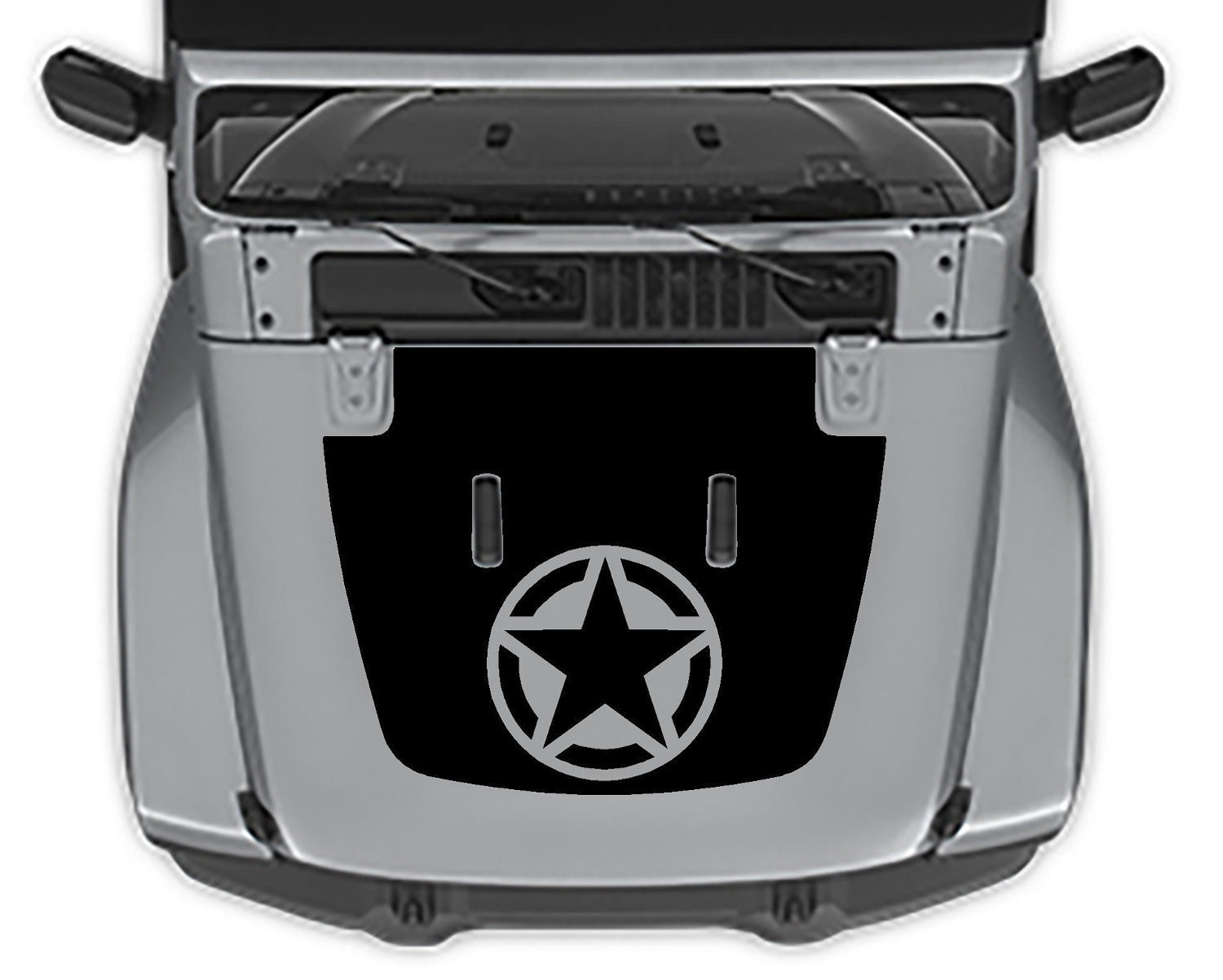 Military Star 2 Hood Decal For Jeep Wranger JL black