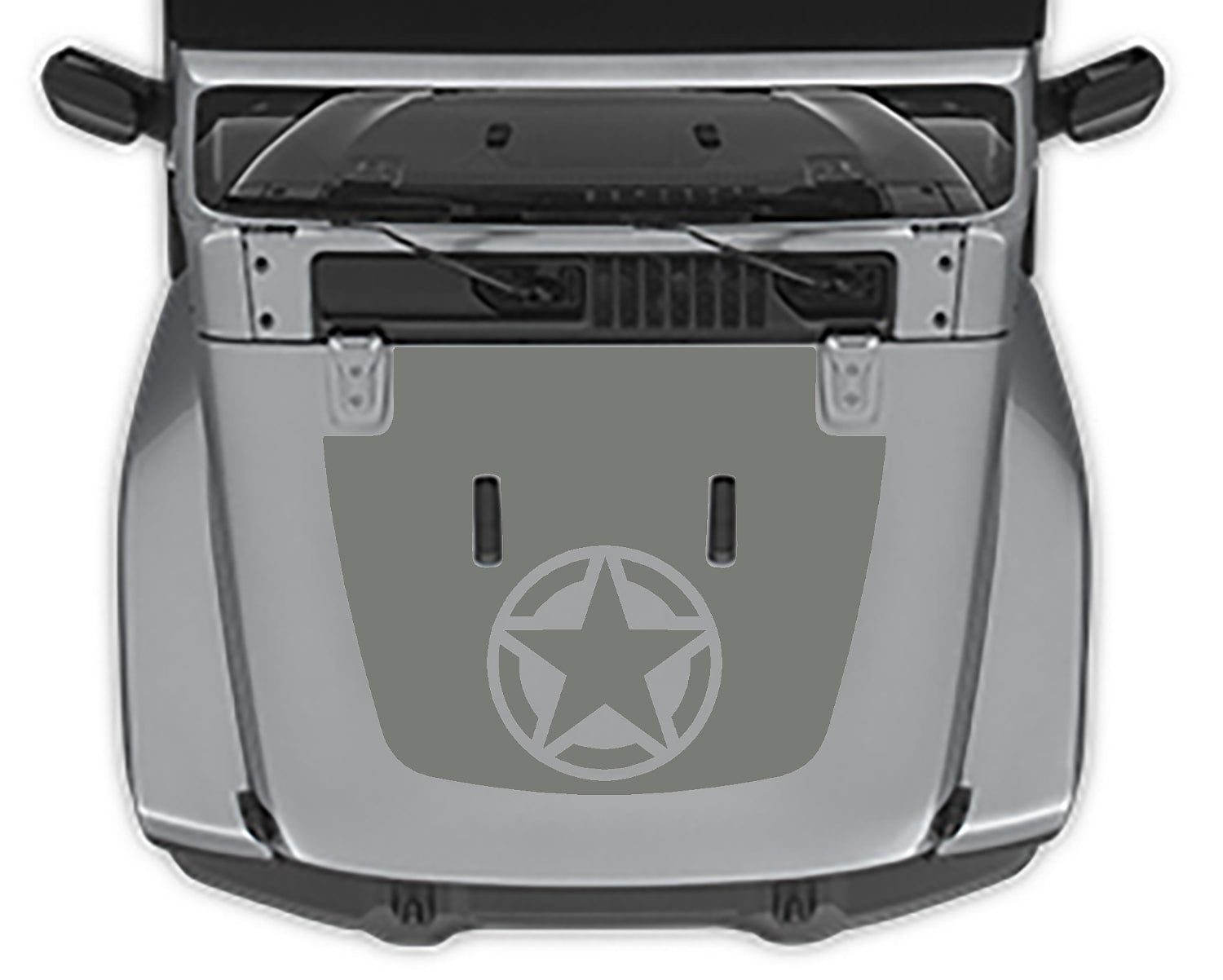 Military Star 2 Hood Decal For Jeep Wranger JL gray