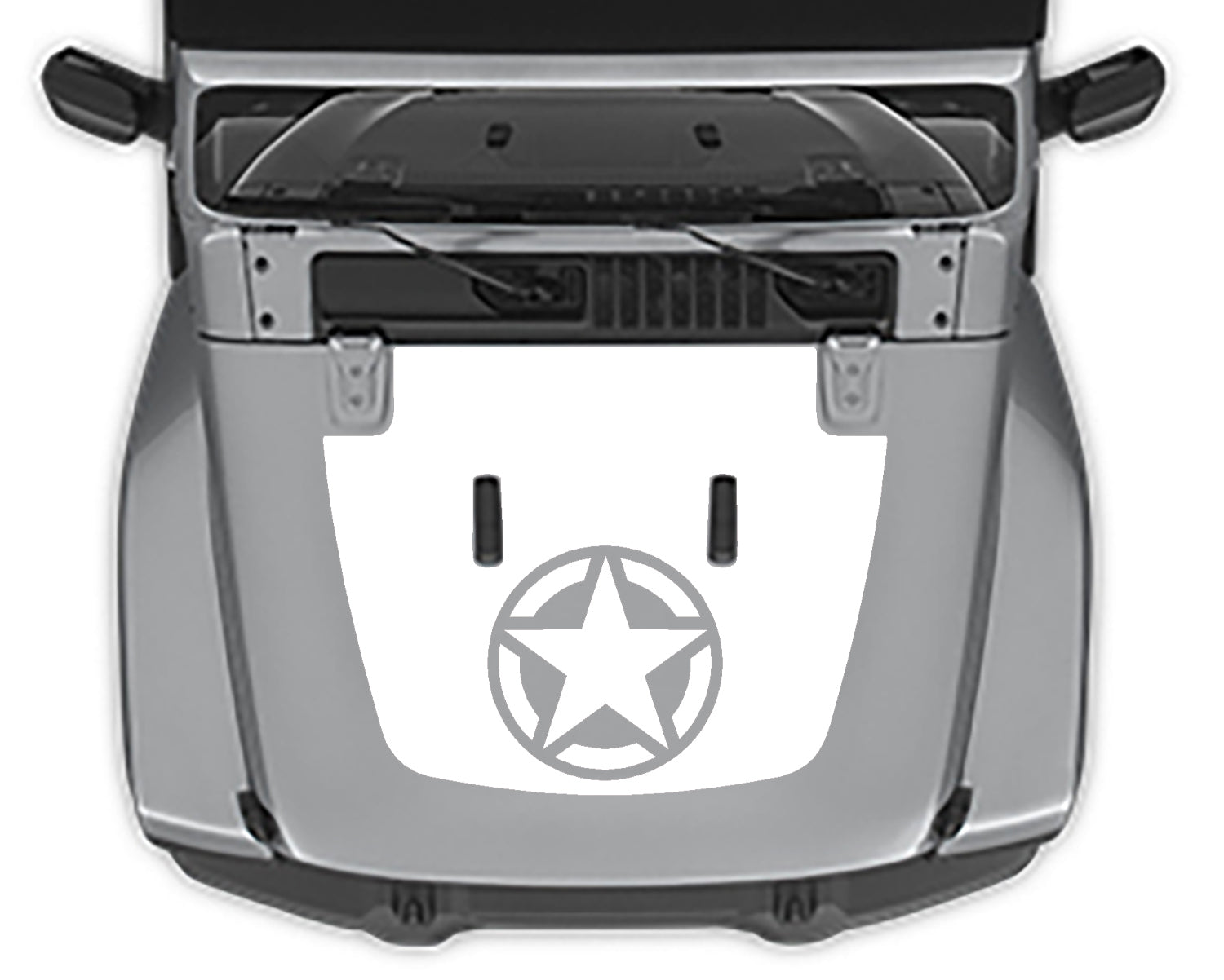 Military Star 2 Hood Decal For Jeep Wranger JL white
