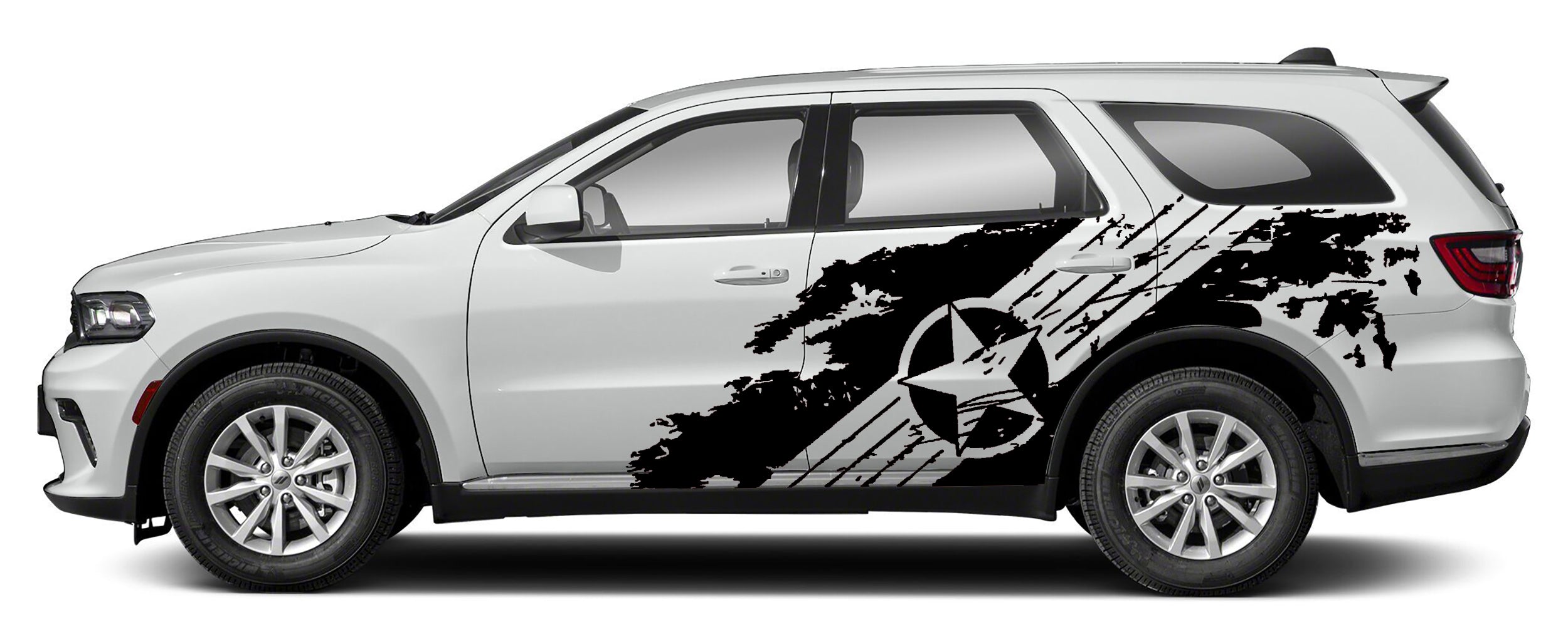 Dodge Durango Military Star Splash Side Decals (Pair) : Vinyl Graphics Kit Fits (2021-2023)