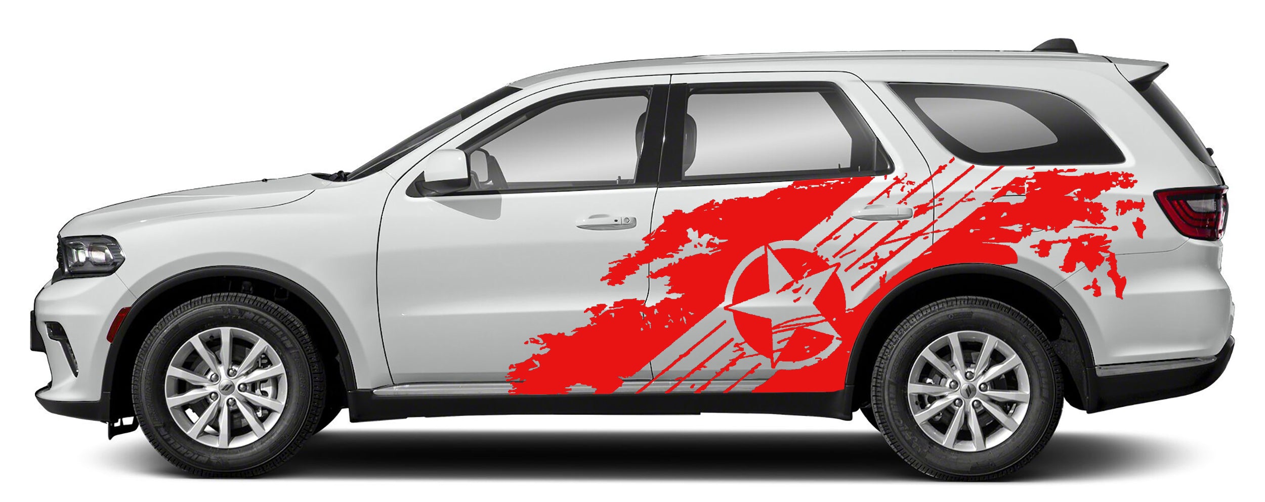 military star splash side graphics for dodge durango 2021 to 2024 models red