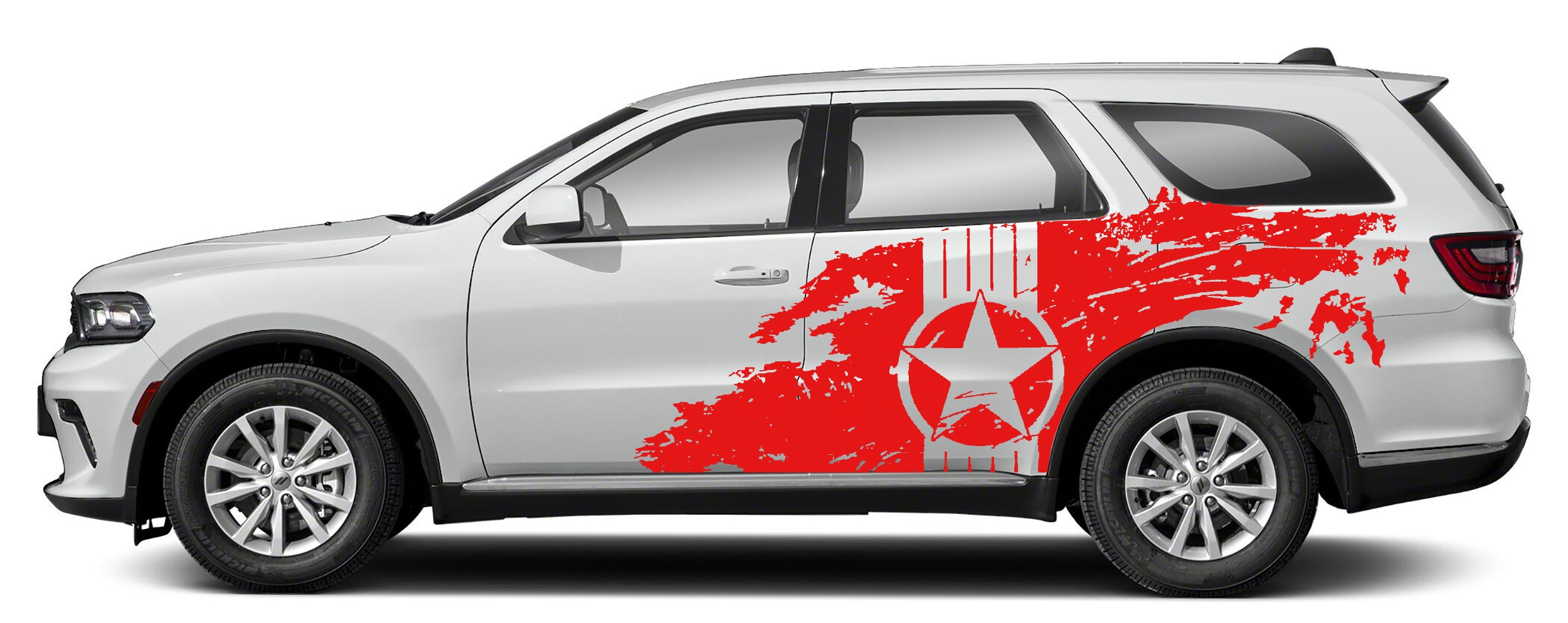 military star splash side graphics for dodge durango 2021 to 2024 models red