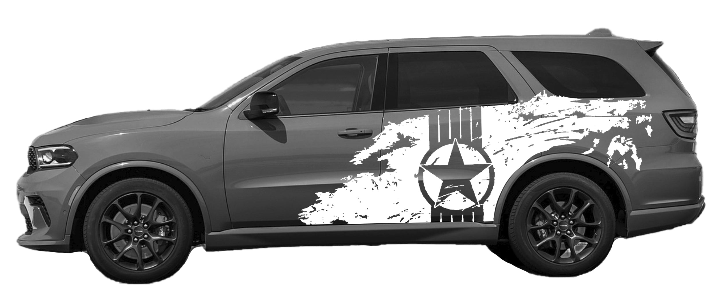 military star splash side graphics for dodge durango 2021 to 2024 models white