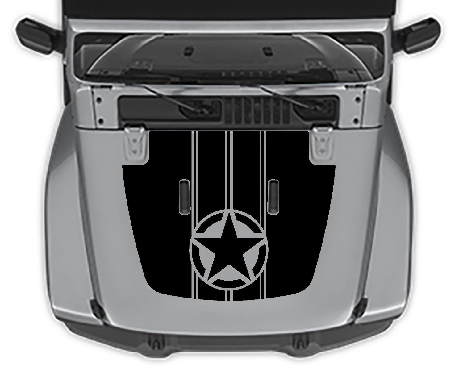 Military Star Stripe Hood Decal Jeep Wrangler Jl black