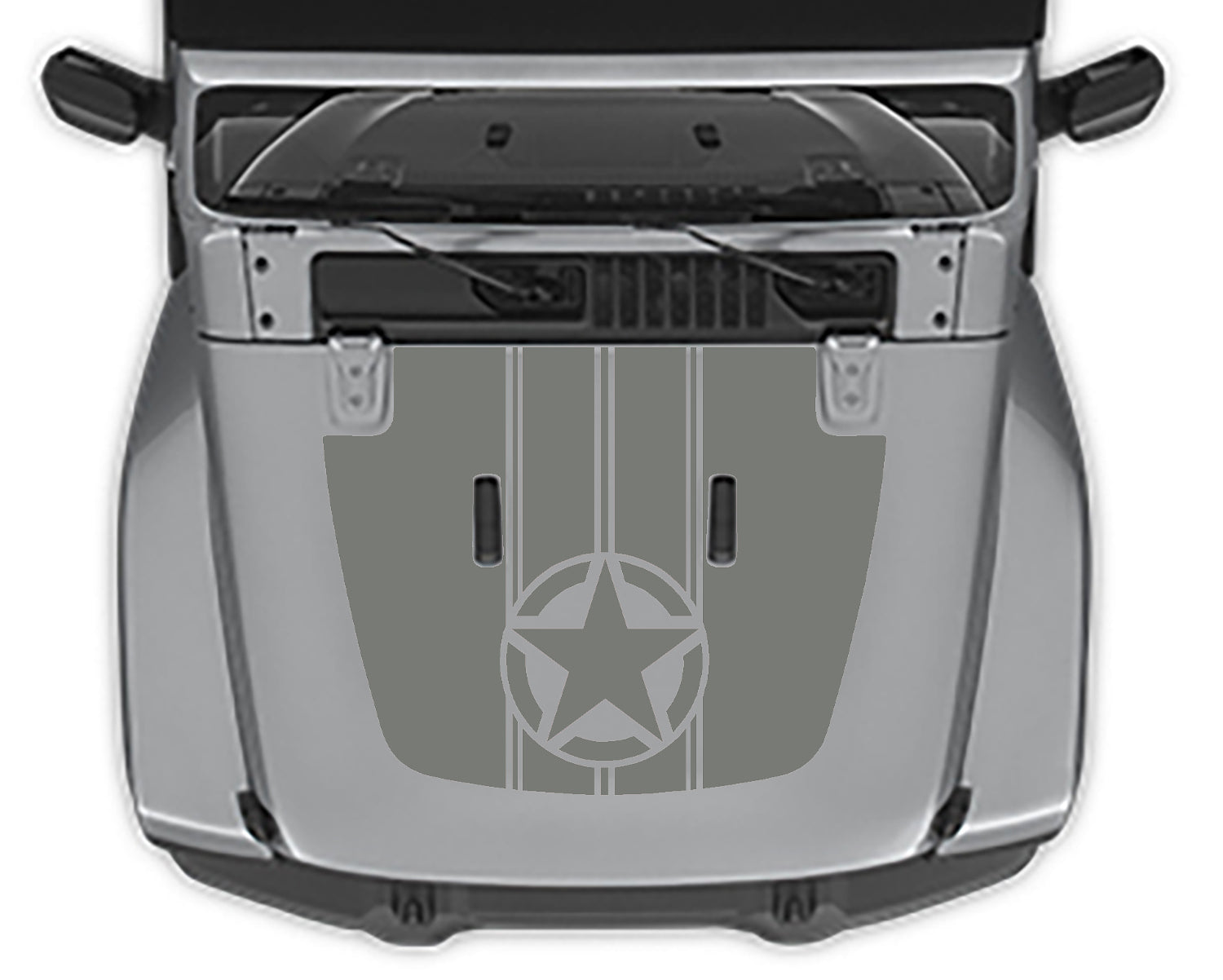 Military Star Stripe Hood Decal Jeep Wrangler Jl gray