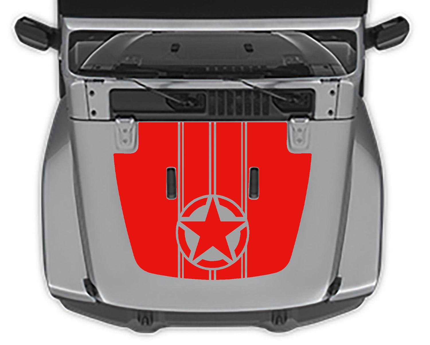 Military Star Stripe Hood Decal Jeep Wrangler Jl red