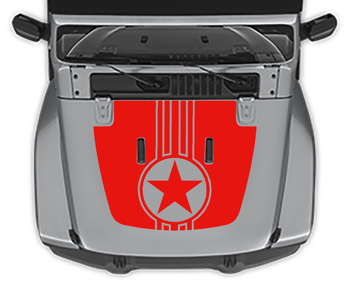 Military Star Stripe 2 Hood Decal Jeep Wrangler Jl  red