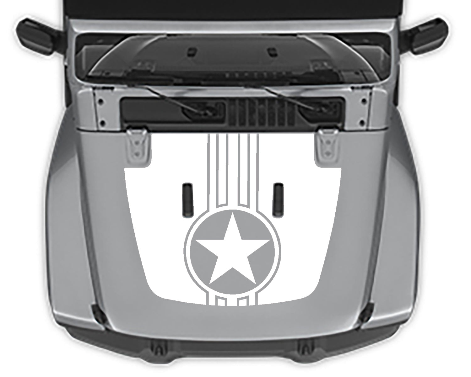 Military Star Stripe 2 Hood Decal Jeep Wrangler Jl  white