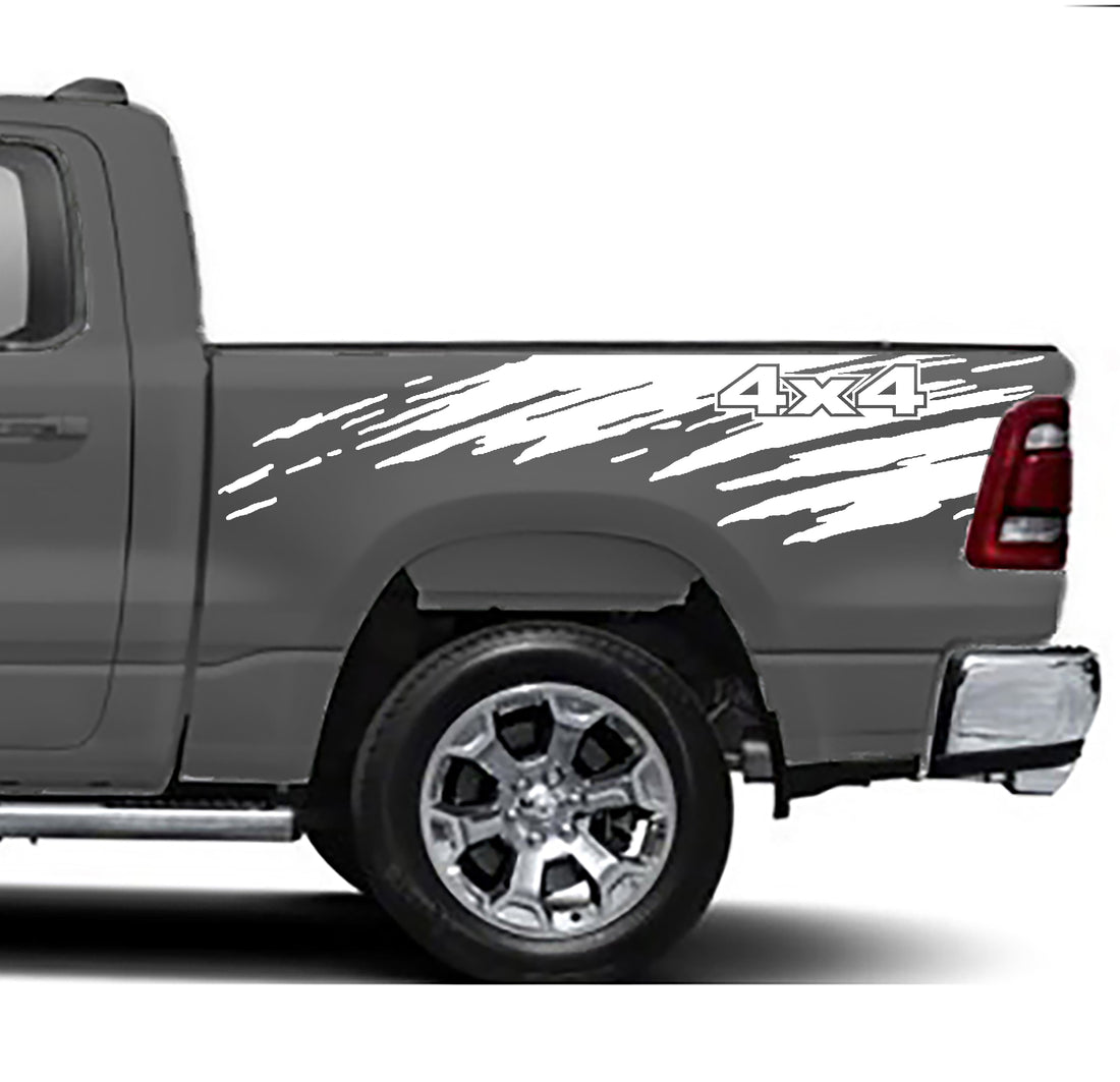 Dodge Ram Mud Slinger 4x4 Bed Decals (Pair) : Vinyl Graphics Kit Fits