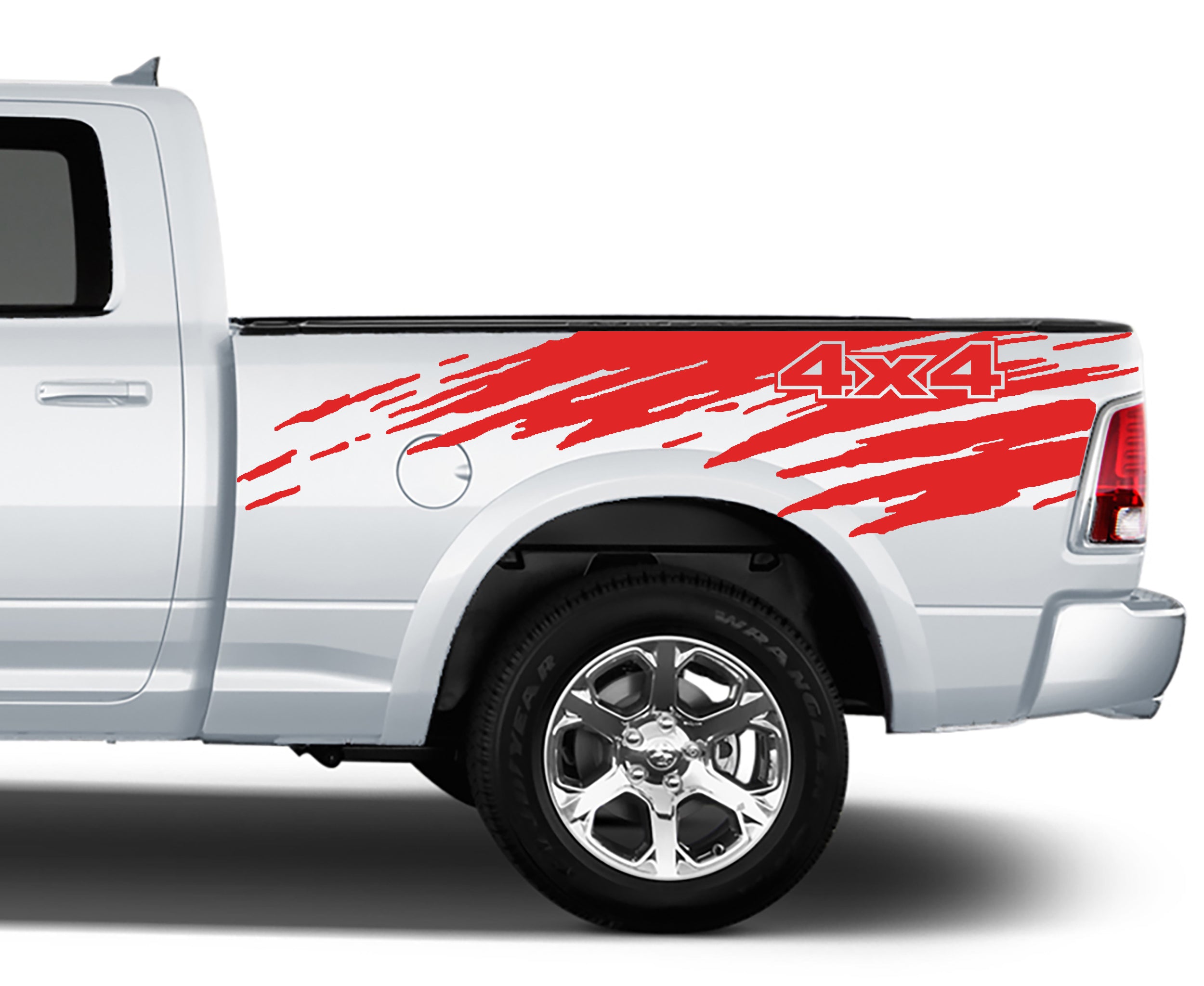 Mud Splash bed graphics for dodge ram 2008 to 2018 models red