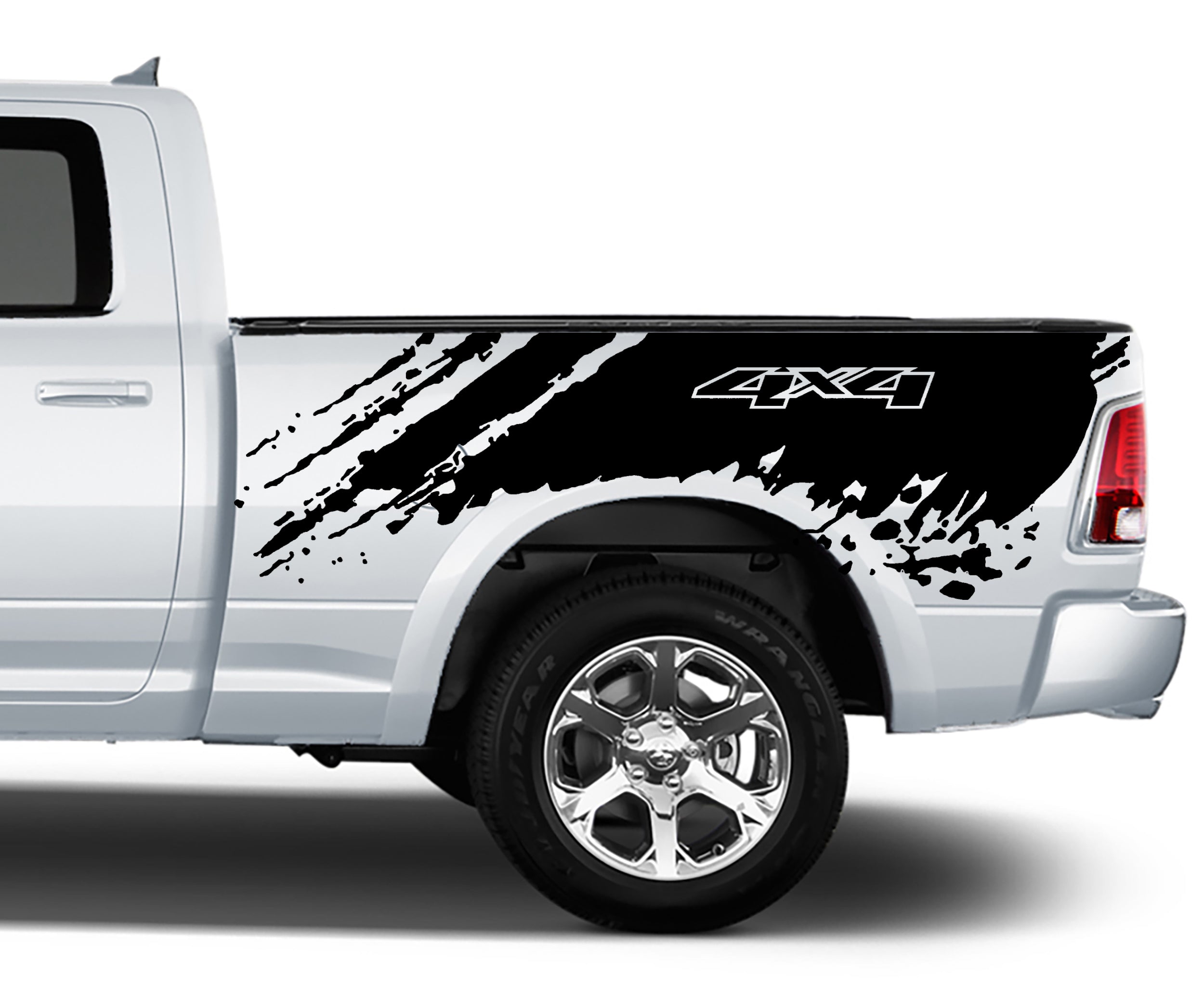 mud splash 4x4 bed graphics for dodge ram 2008 to 2018 models black