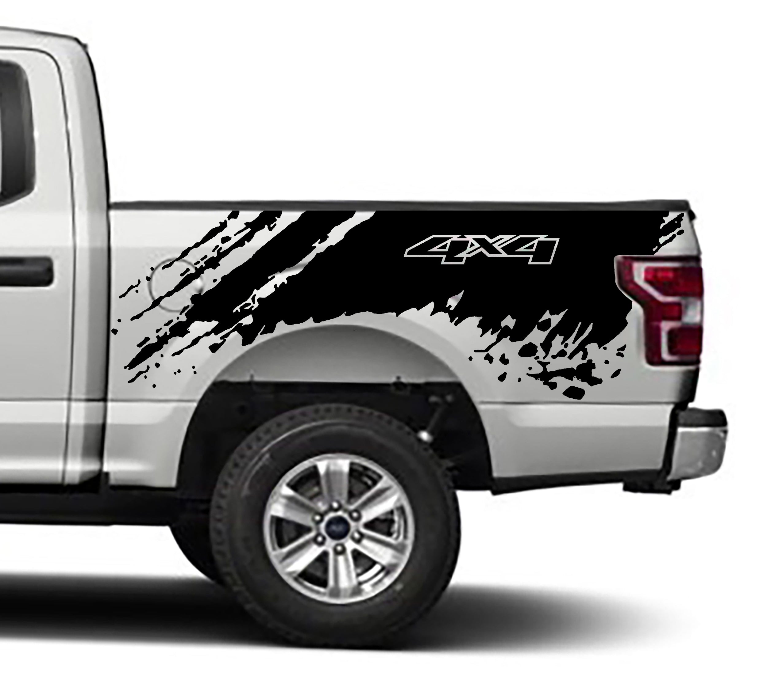 Ford F-150 Mud Splash 4x4 Bed Decals (Pair) : Vinyl Graphics Kit Fits (2015-2020)