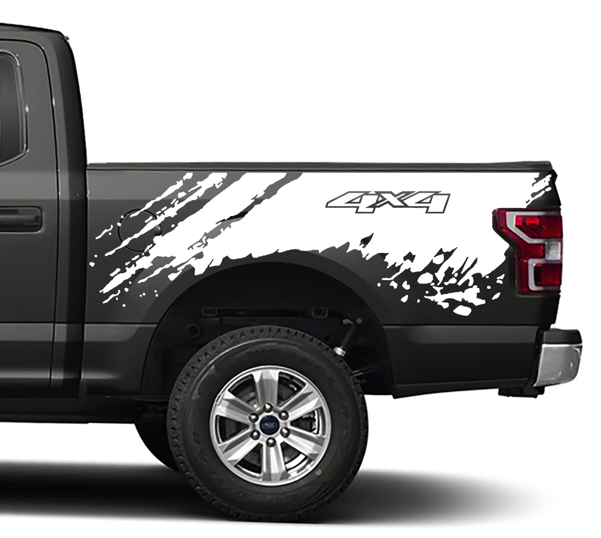 Ford F-150 Mud Splash 4x4 Bed Decals (Pair) : Vinyl Graphics Kit Fits