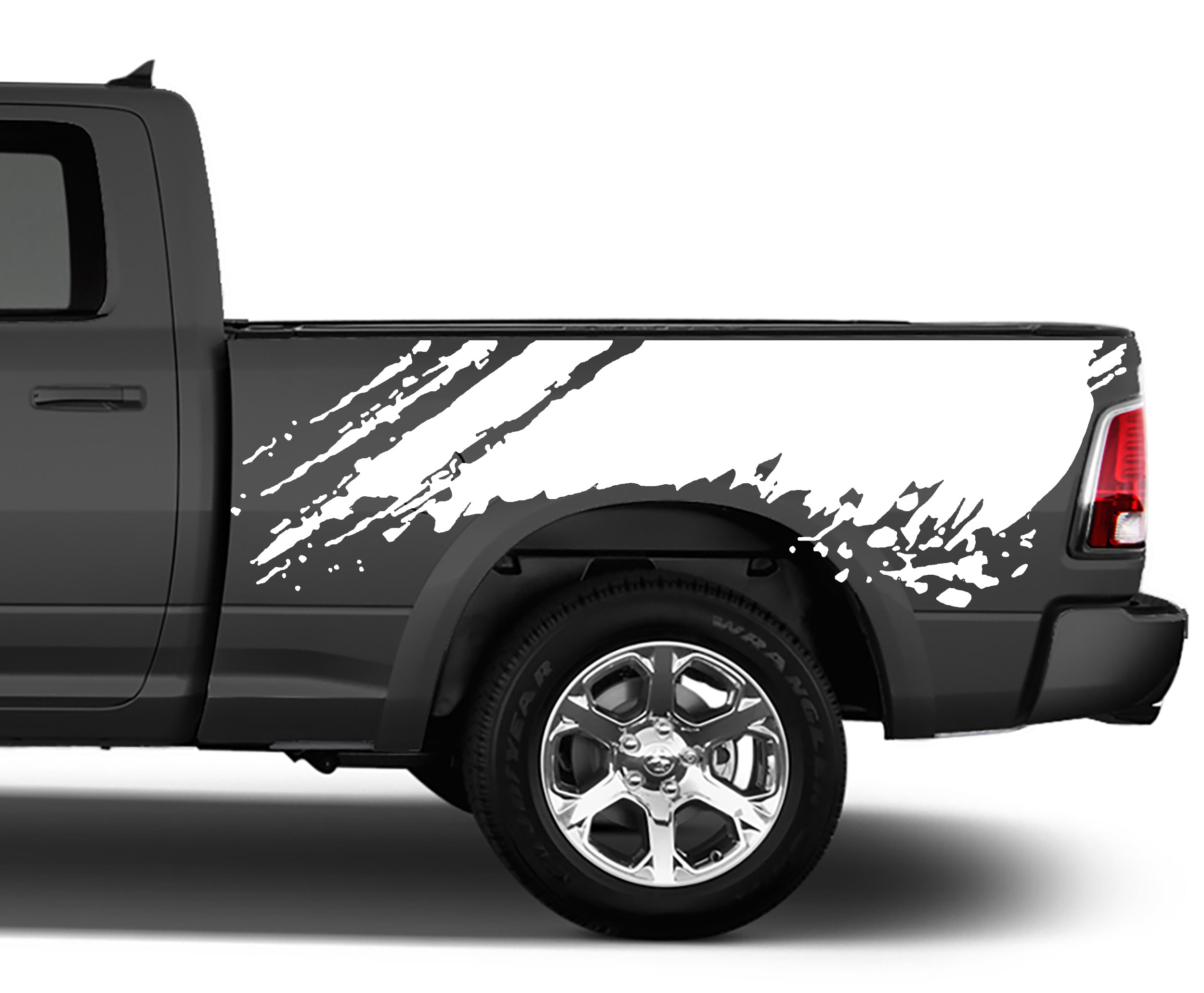 mud splash bed graphics for dodge ram 2008 to 2018 models white