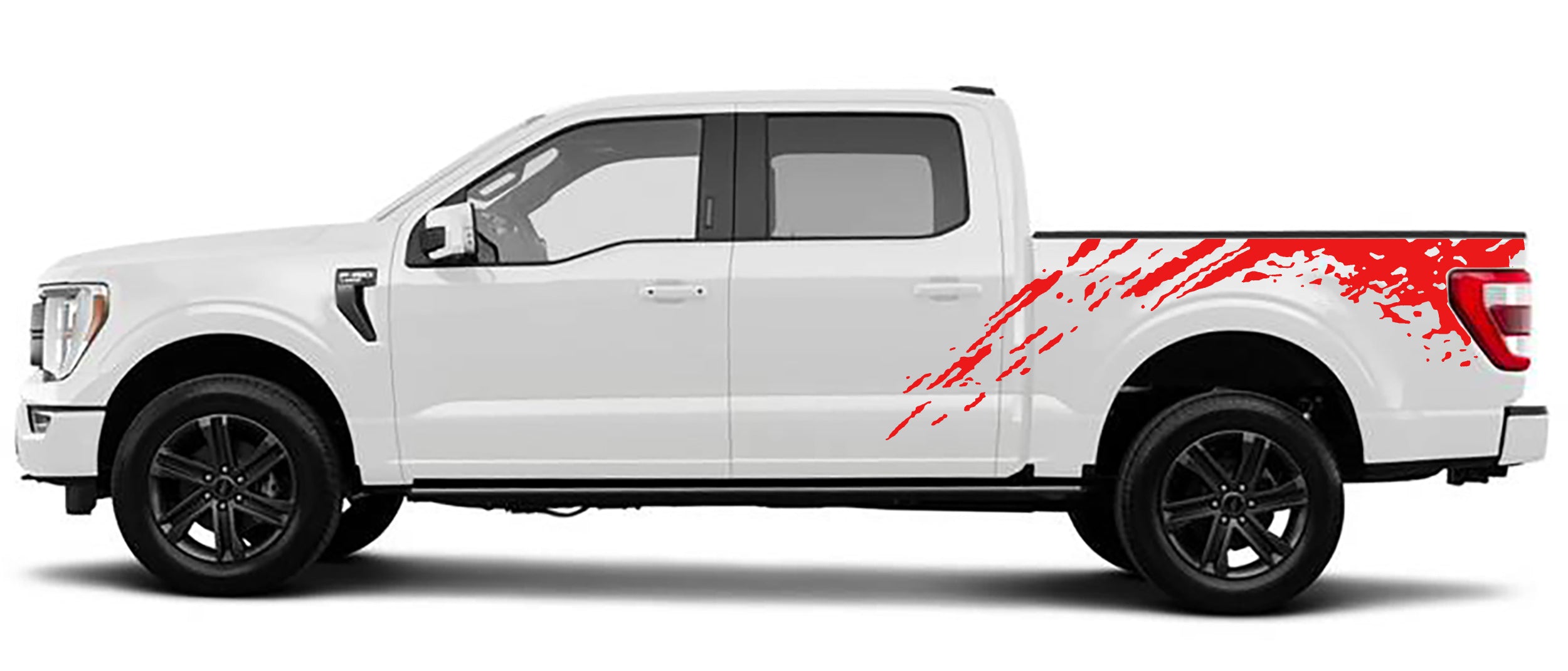 mud splash bed graphics for ford f 150 2021 to 2023 models red