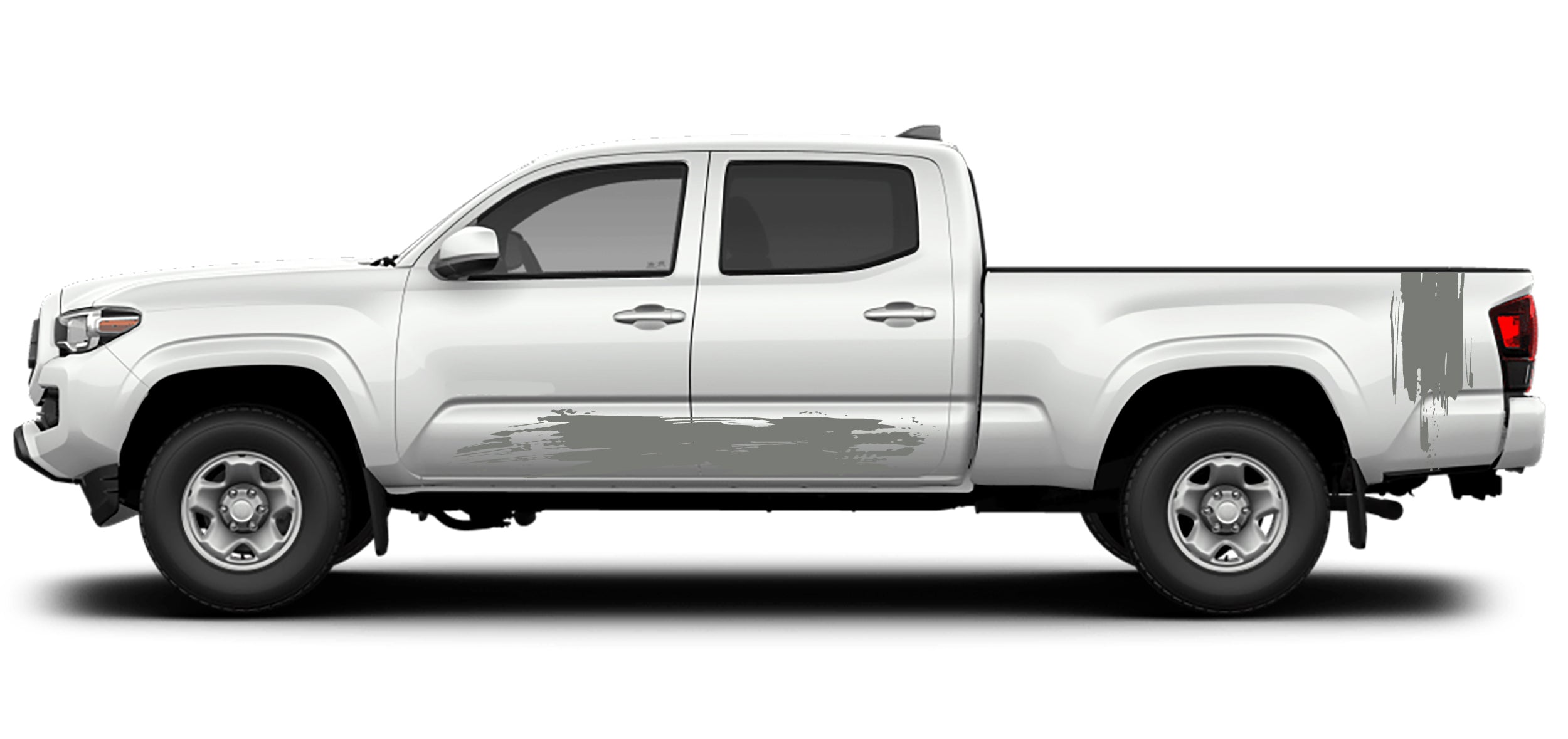 mud splash rocker and bed decals for toyota tacoma 2016 to 2023 models gray