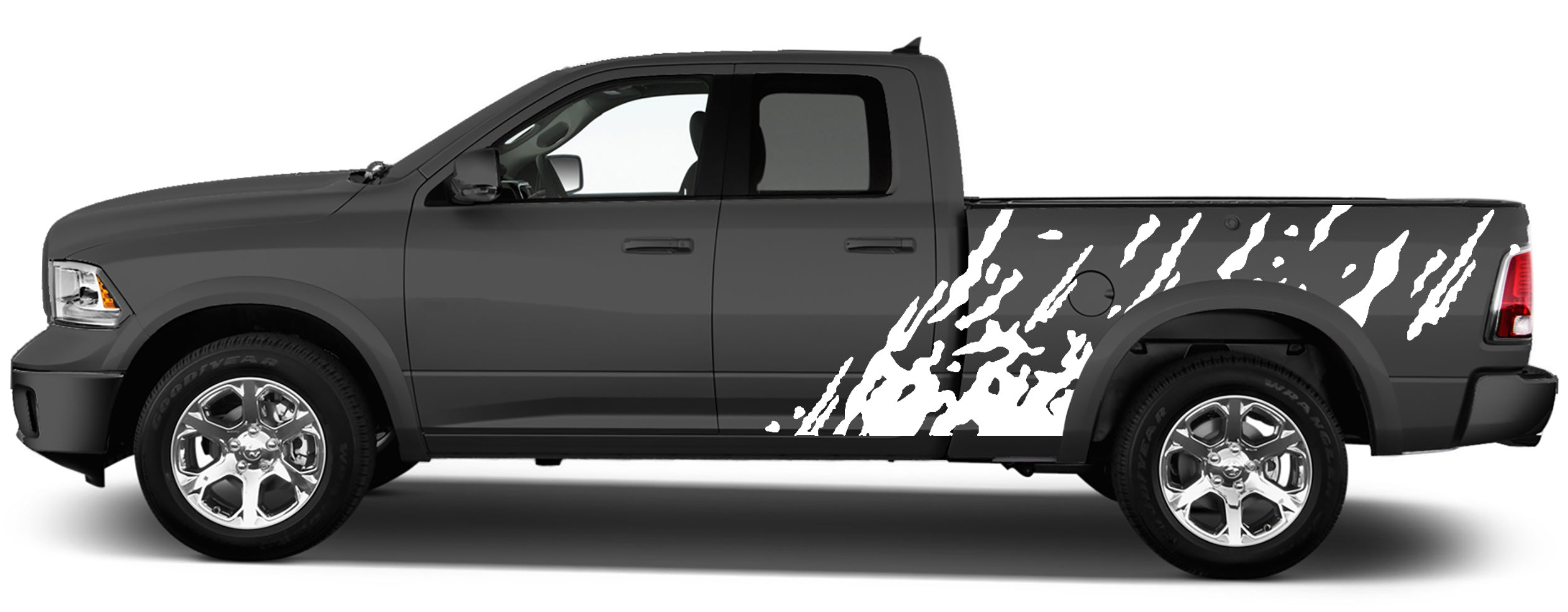 Dodge Ram Mud Splash Side Decals (Pair) : Vinyl Graphics Kit Fits (2009-2018)