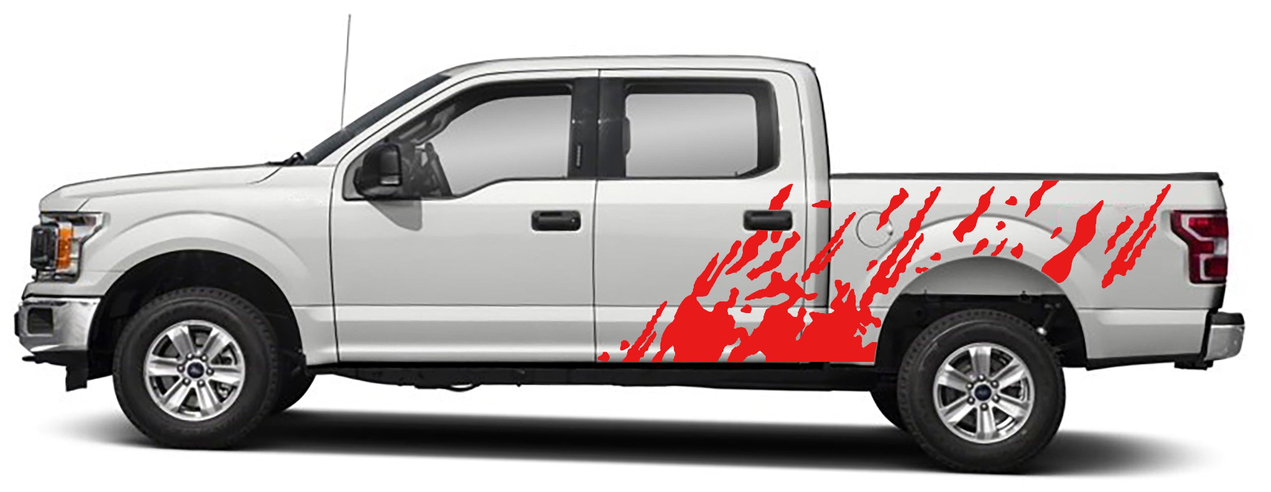 mud splash side graphics for ford f 150 2015 to 2020 models red