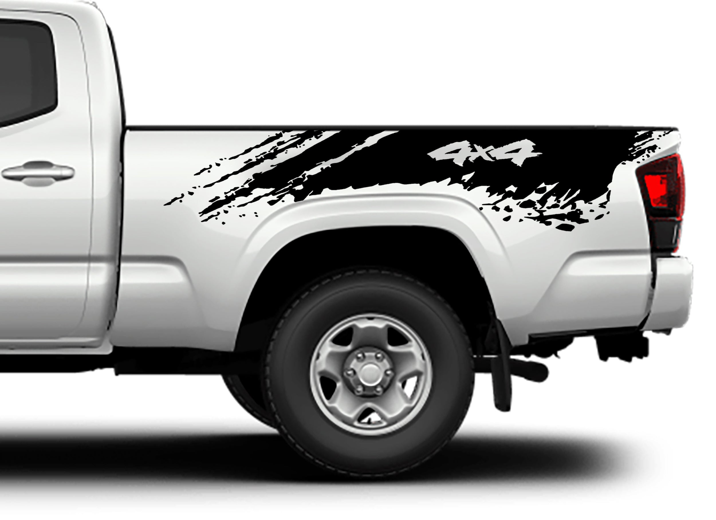 Toyota Tacoma 4x4 Mud Splash Bed Decals (Pair) : Vinyl Graphics Kit Fits (2016-2022)