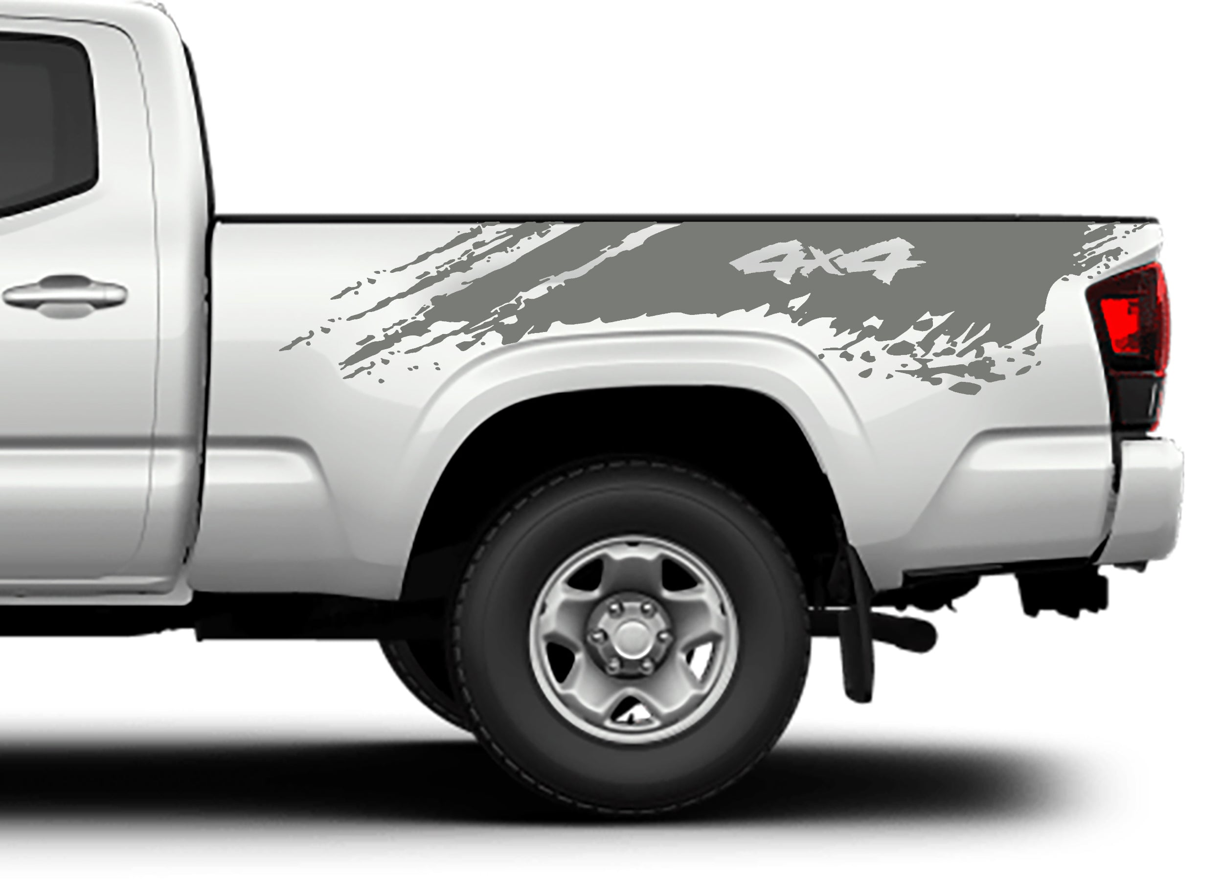 mud splash 4x4 bed decals for toyota tacoma 2016 to 2023 models gray