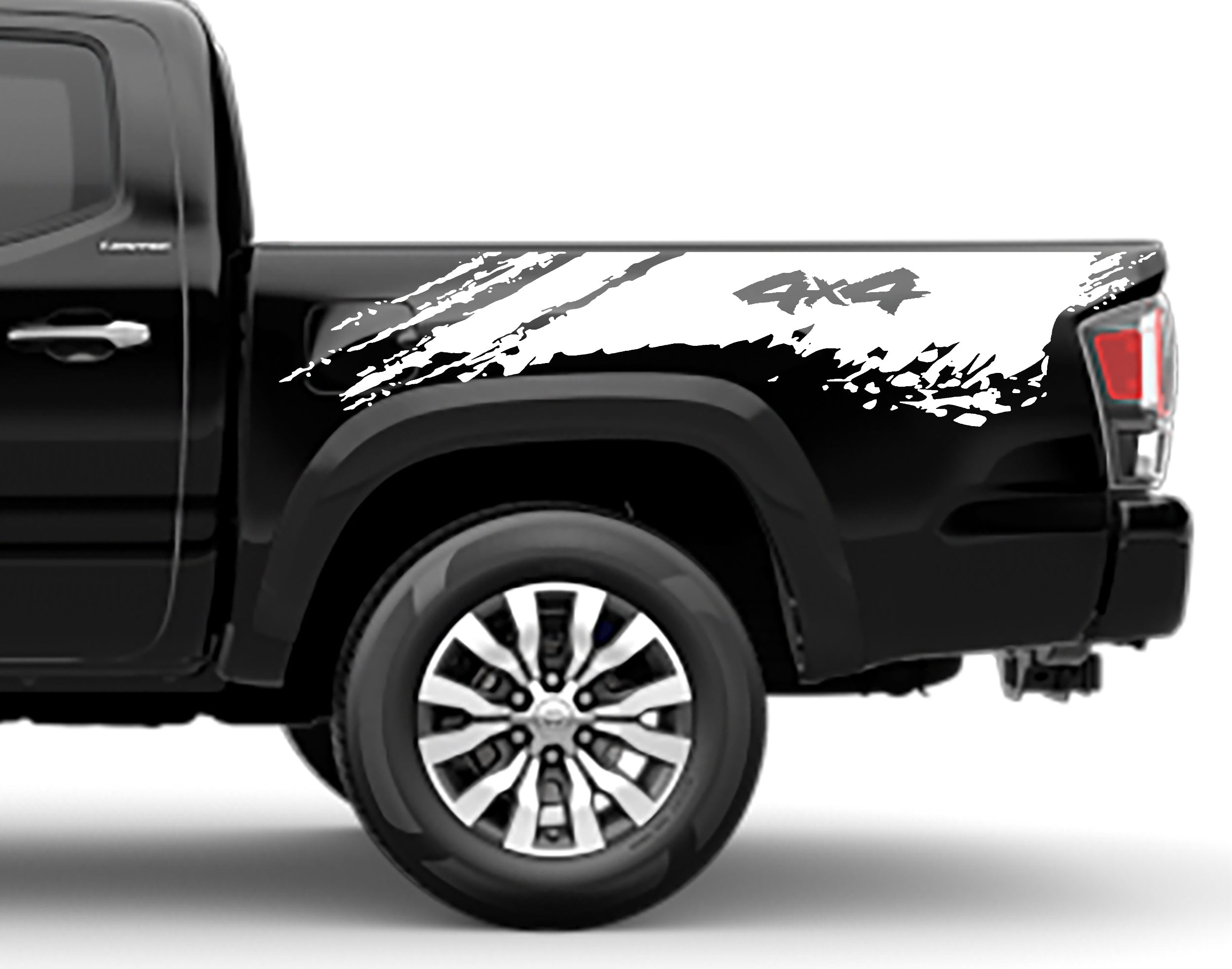 mud splash 4x4 bed decals for toyota tacoma 2016 to 2023 models white