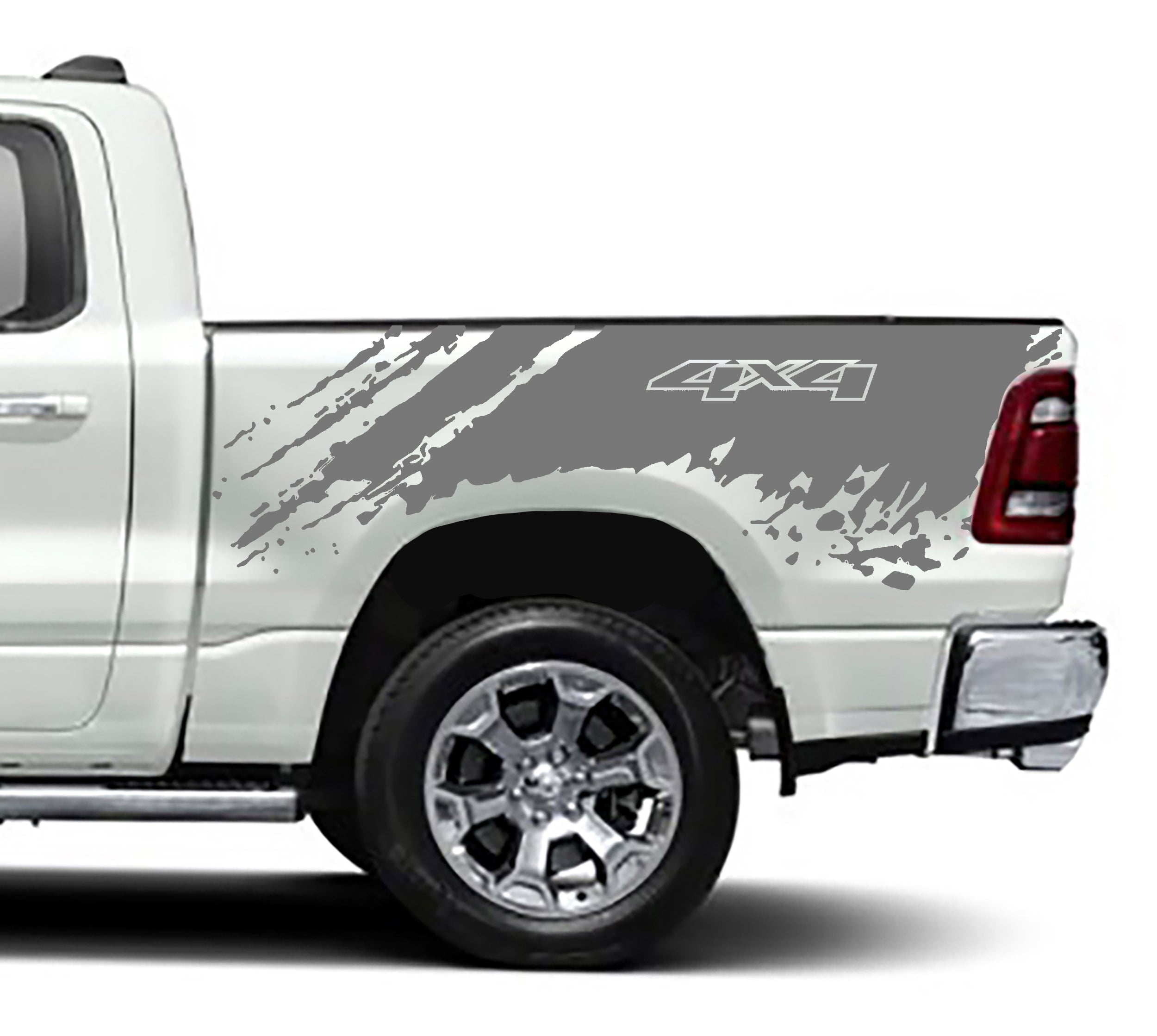 mud splash 4x4 bed graphics for dodge ram 1500 2500 2019 to 2023 models gray