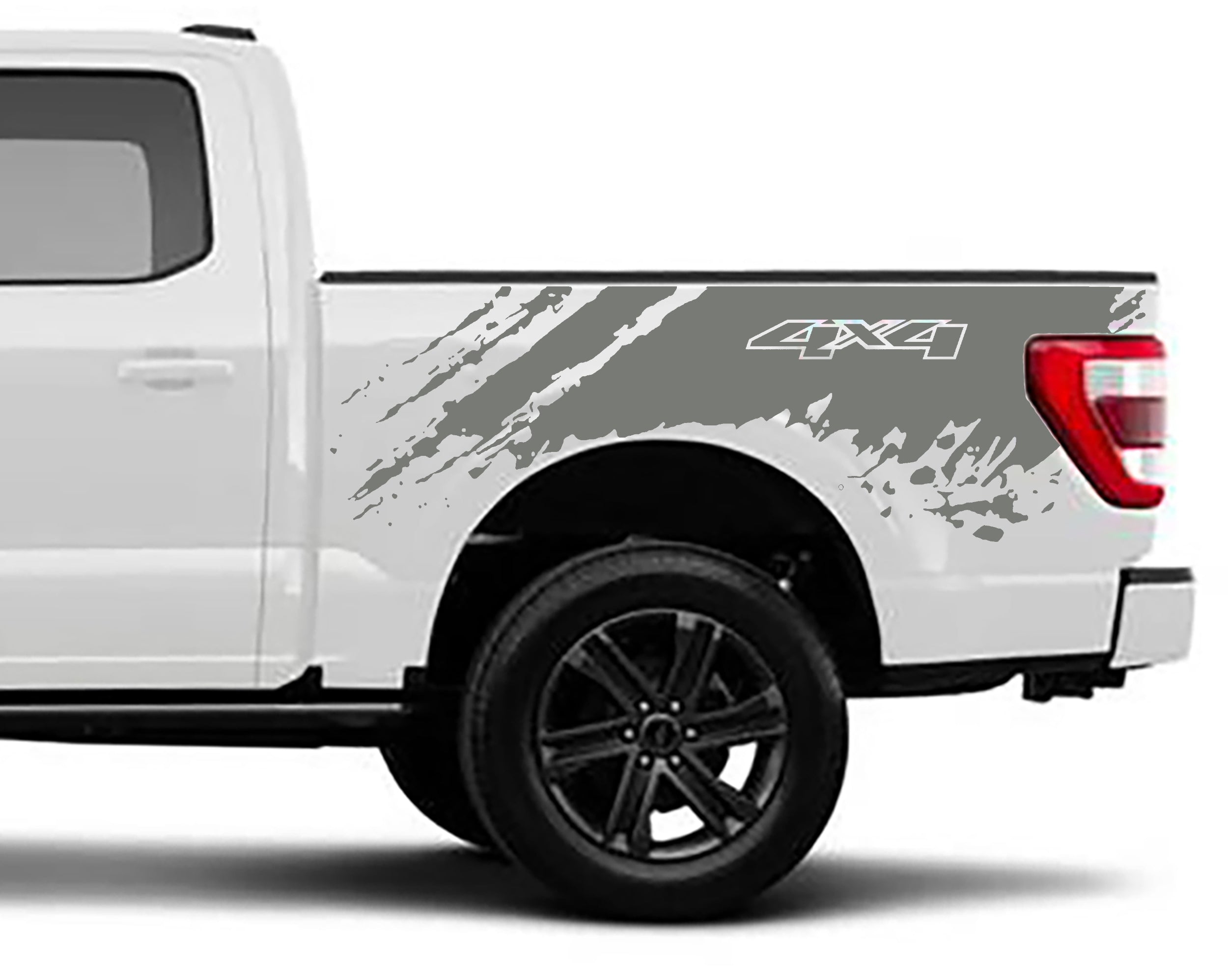 Mud Splash 4x4 Bed Graphics for ford f 150 2021 to 2023 models gray