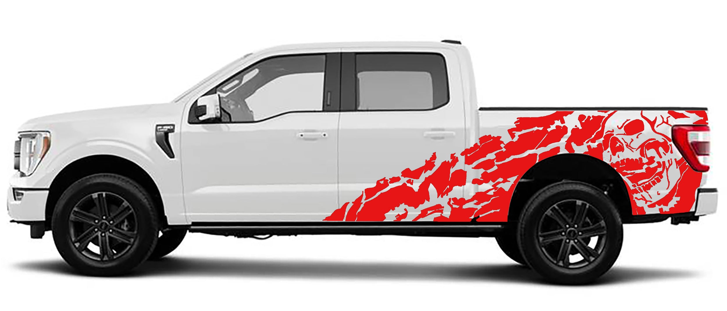 Nightmare side vinyl graphics for ford f 150 2021 to 2023 models red