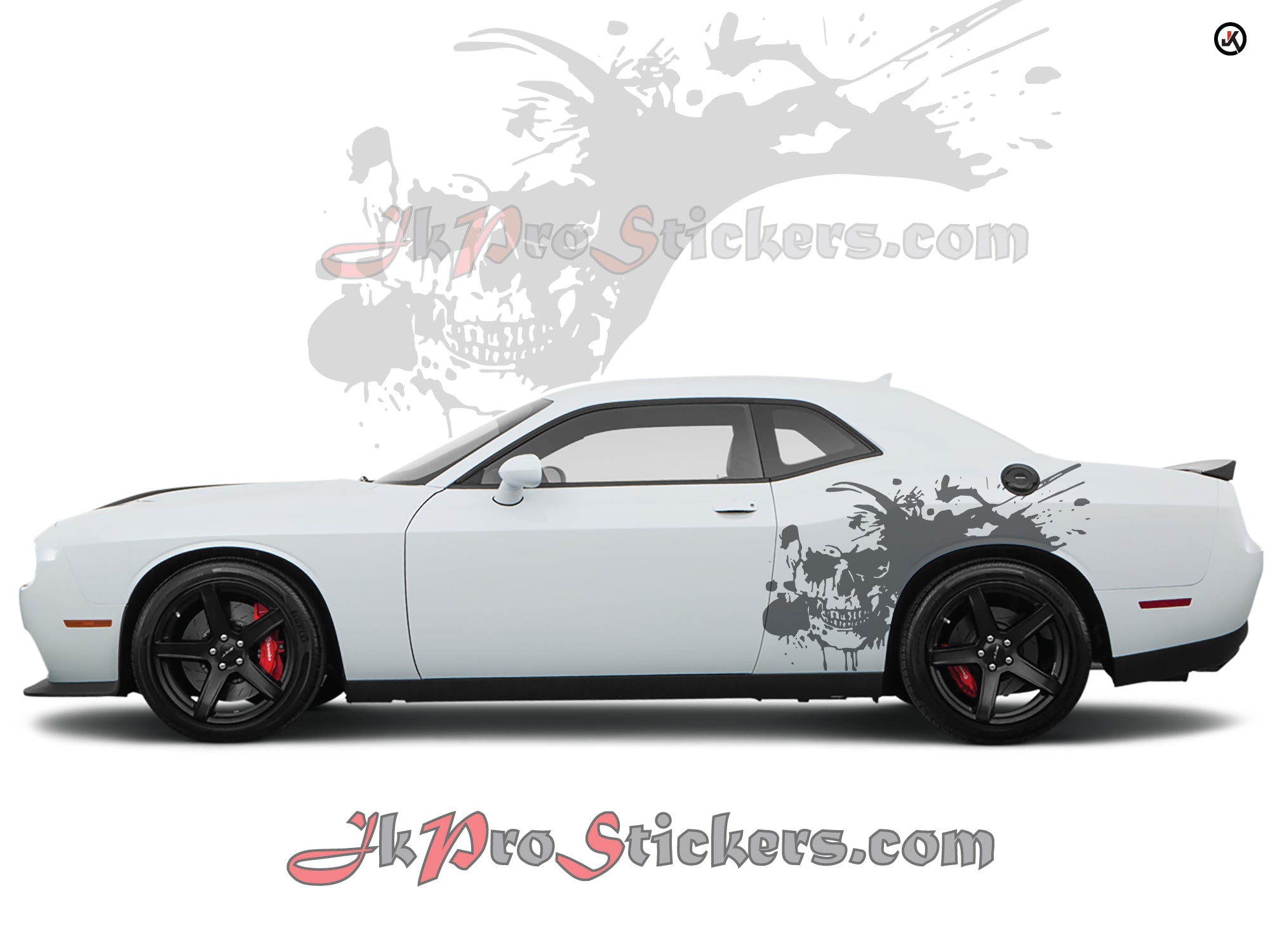 Dodge Challenger Skull Side Decals (Pair) - Vinyl Graphics Kit Fits 2008-2023 Models