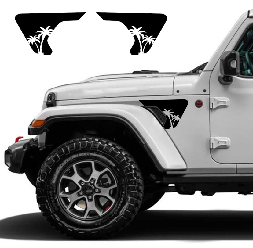 palm tree fender vent decals for jeep wrangler jl and jt black