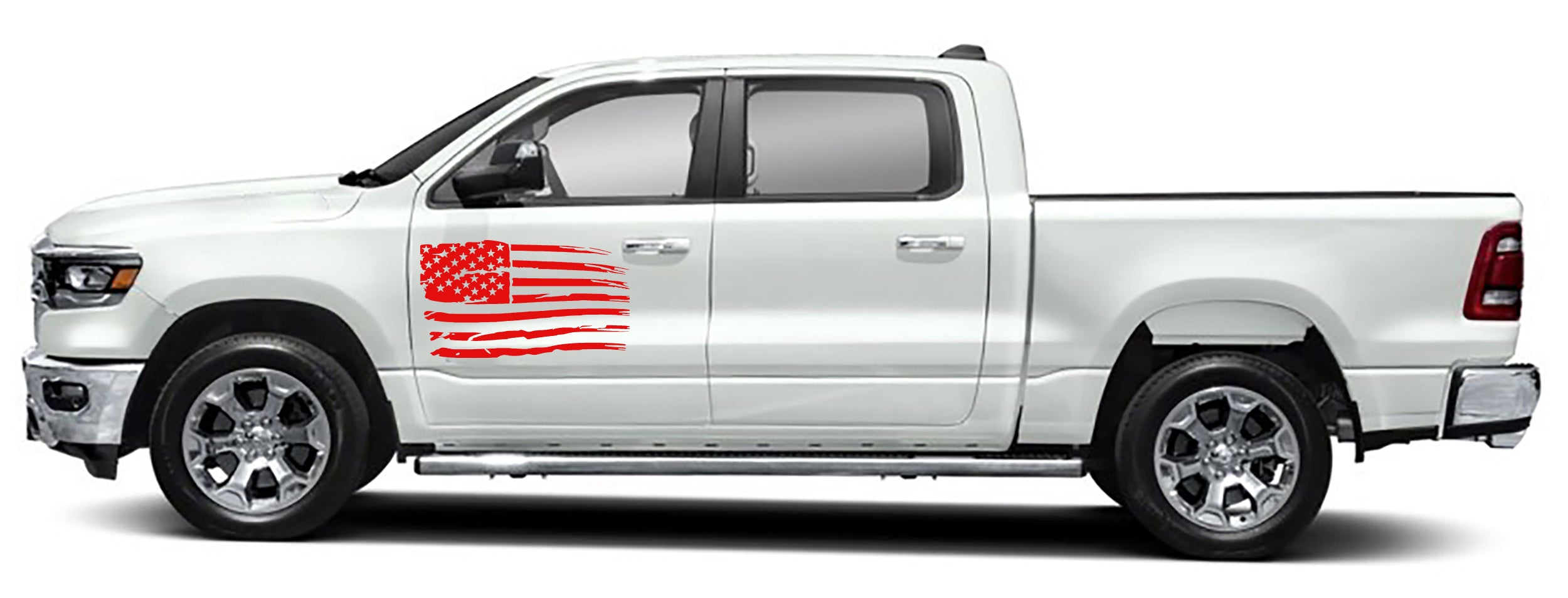 Patriot american flag door graphics for dodge ram 1500 2500 2019 to 2023 models red