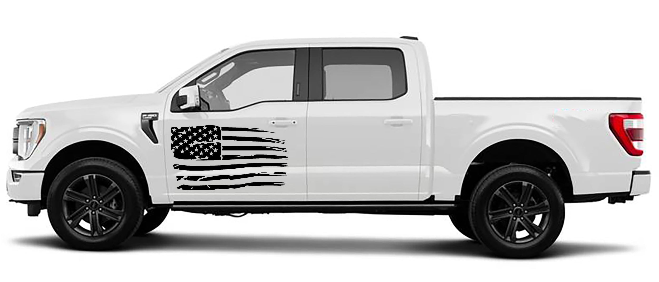 Ford F-150 US Flag Door Decals (Pair) : Vinyl Graphics Kit Fits (2021-2023)