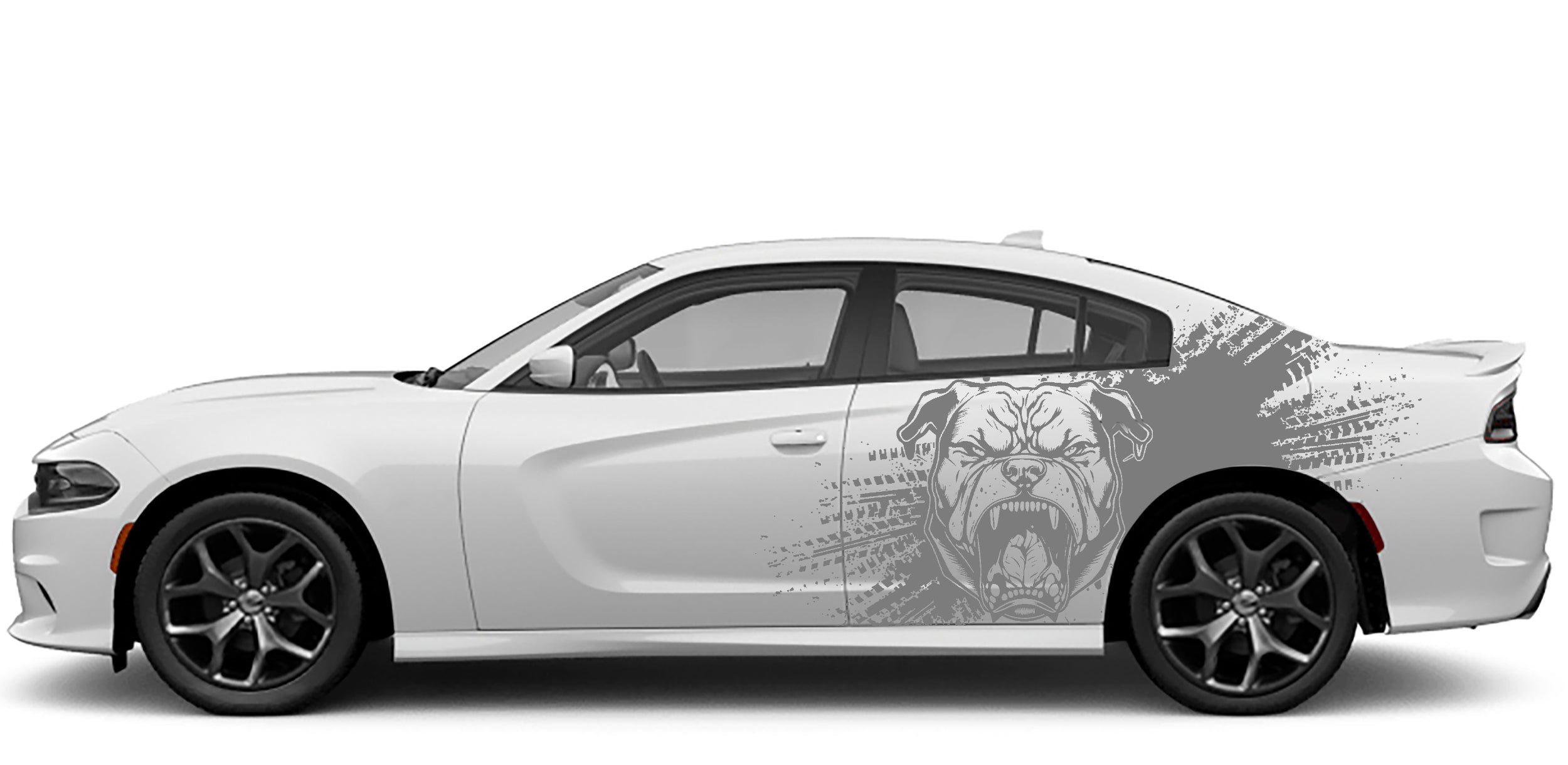pitbull side graphics for dodge charger 2015 to 2023 models gray