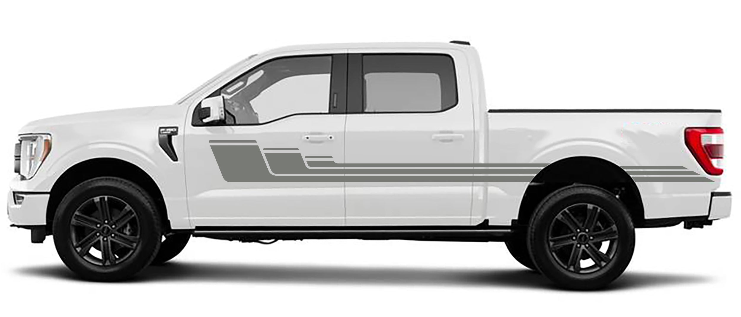 rally upper door hocky stripes vinyl graphics for ford f 150 2021 to 2023 models gray