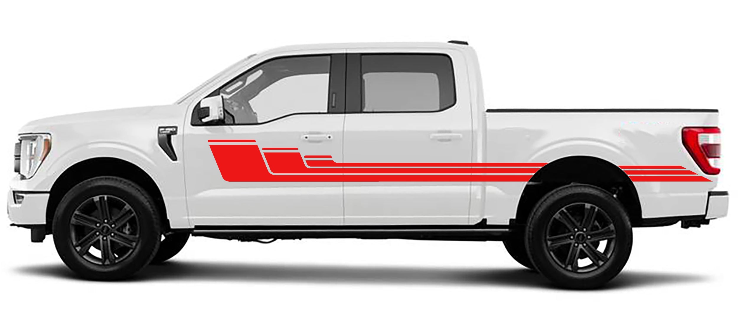 rally upper door hocky stripes vinyl graphics for ford f 150 2021 to 2023 models red