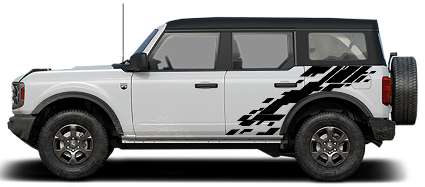 Ford Bronco Raptor Style Digital Mud Splash Side Decals (Pair) : Vinyl Graphics Kit Fits (2021-up)