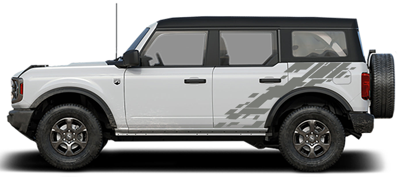 digital mud splash reptor style side decals for ford bronco 4 door 2021 to present gray