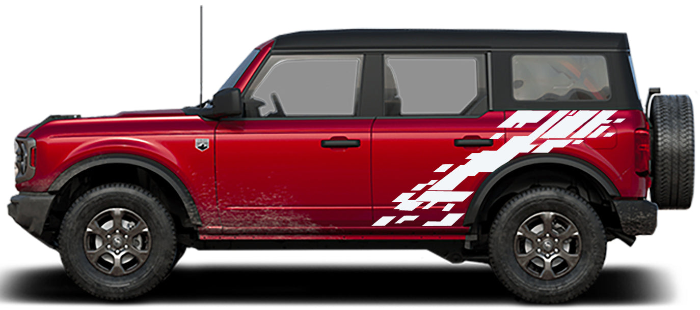 digital mud splash reptor style side decals for ford bronco 4 door 2021 to present white