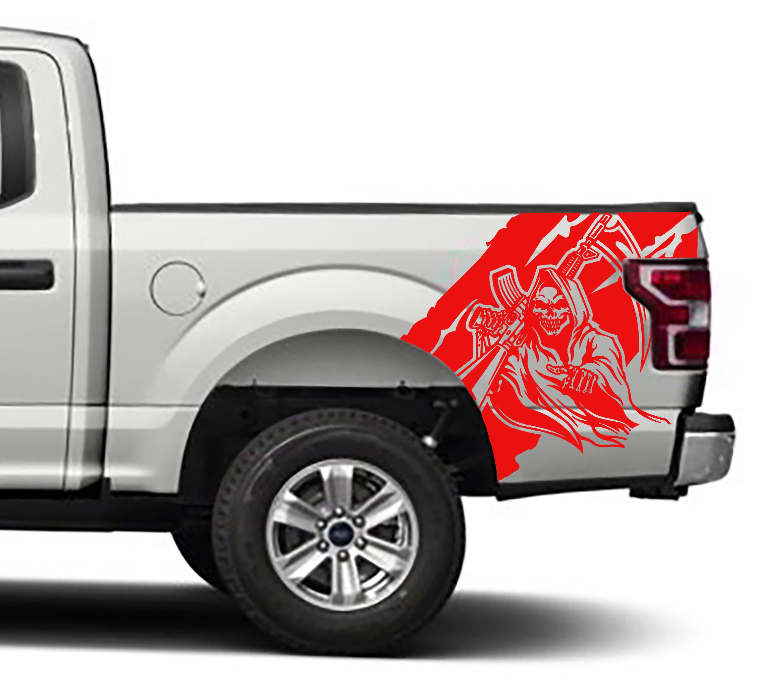 reaper bed graphics for ford f 150 2015 to 2020 models red