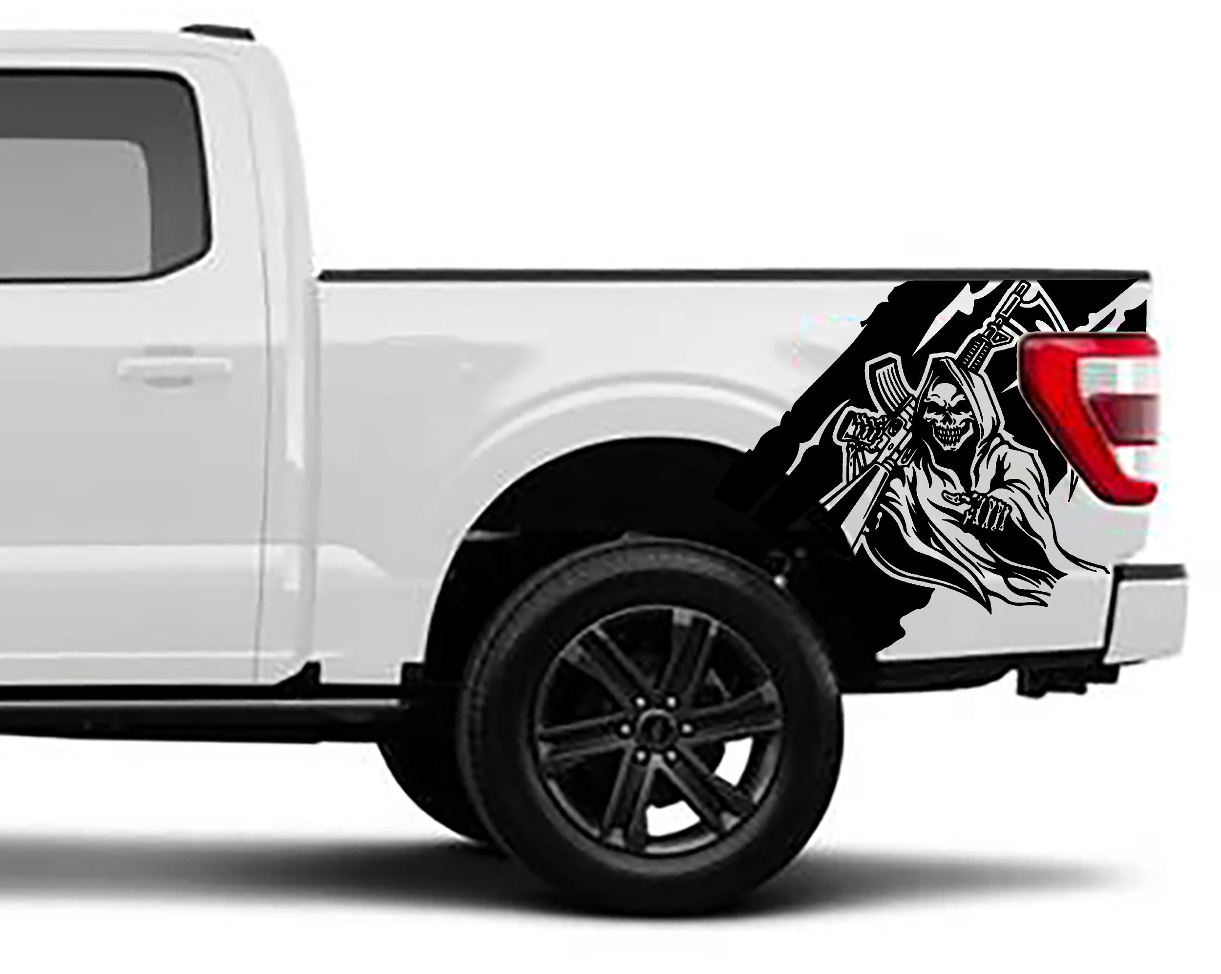 Ford F-150 Reaper Bed Decals (Pair) : Vinyl Graphics Kit Fits (2021-2023)