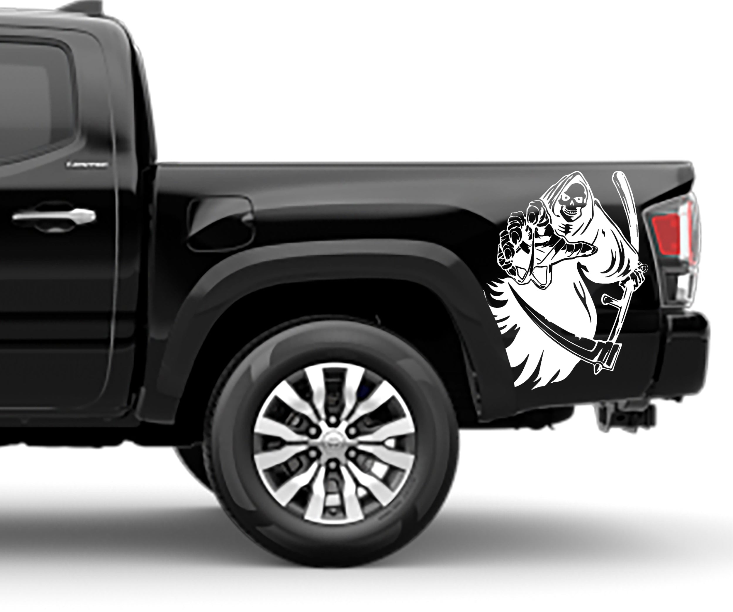 Reaper bed decals for toyota tacoma 2016 to 2023 models white