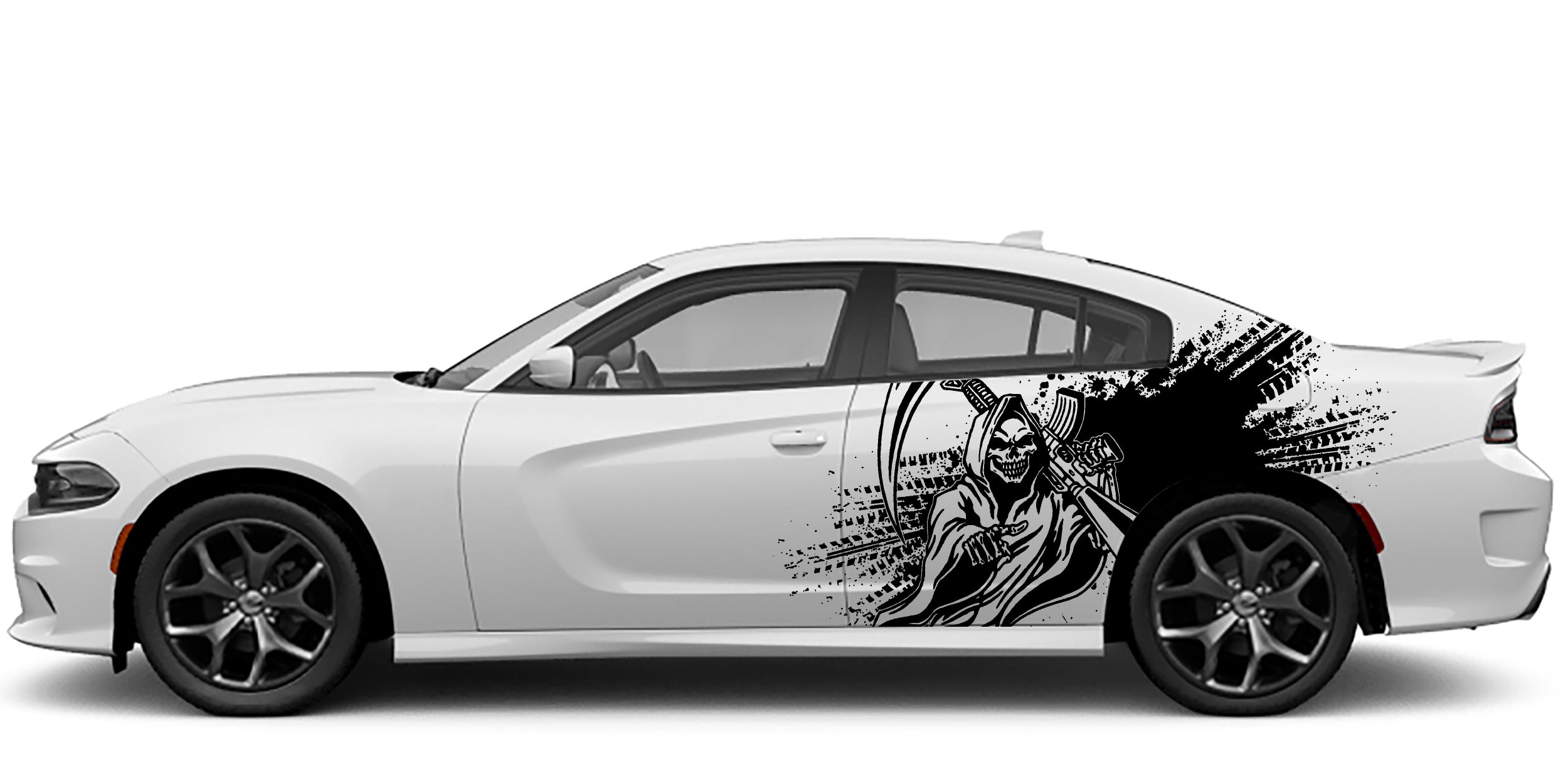 Dodge Charger Reaper Splash Side Decals (Pair) : Vinyl Graphics Kit Fits (2015-2023)